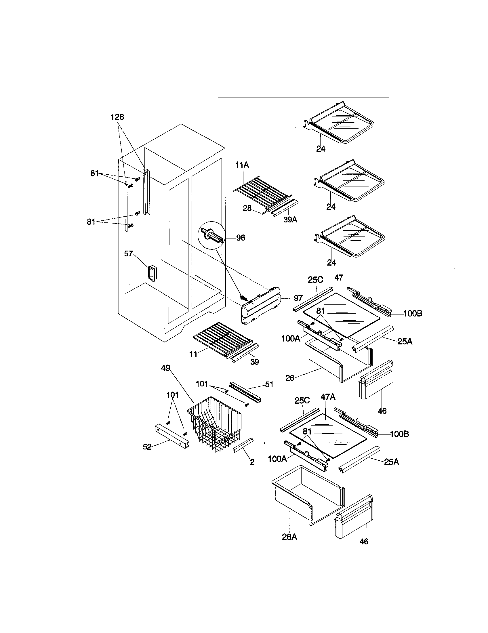 Kenmore 25358082894 shelves diagram