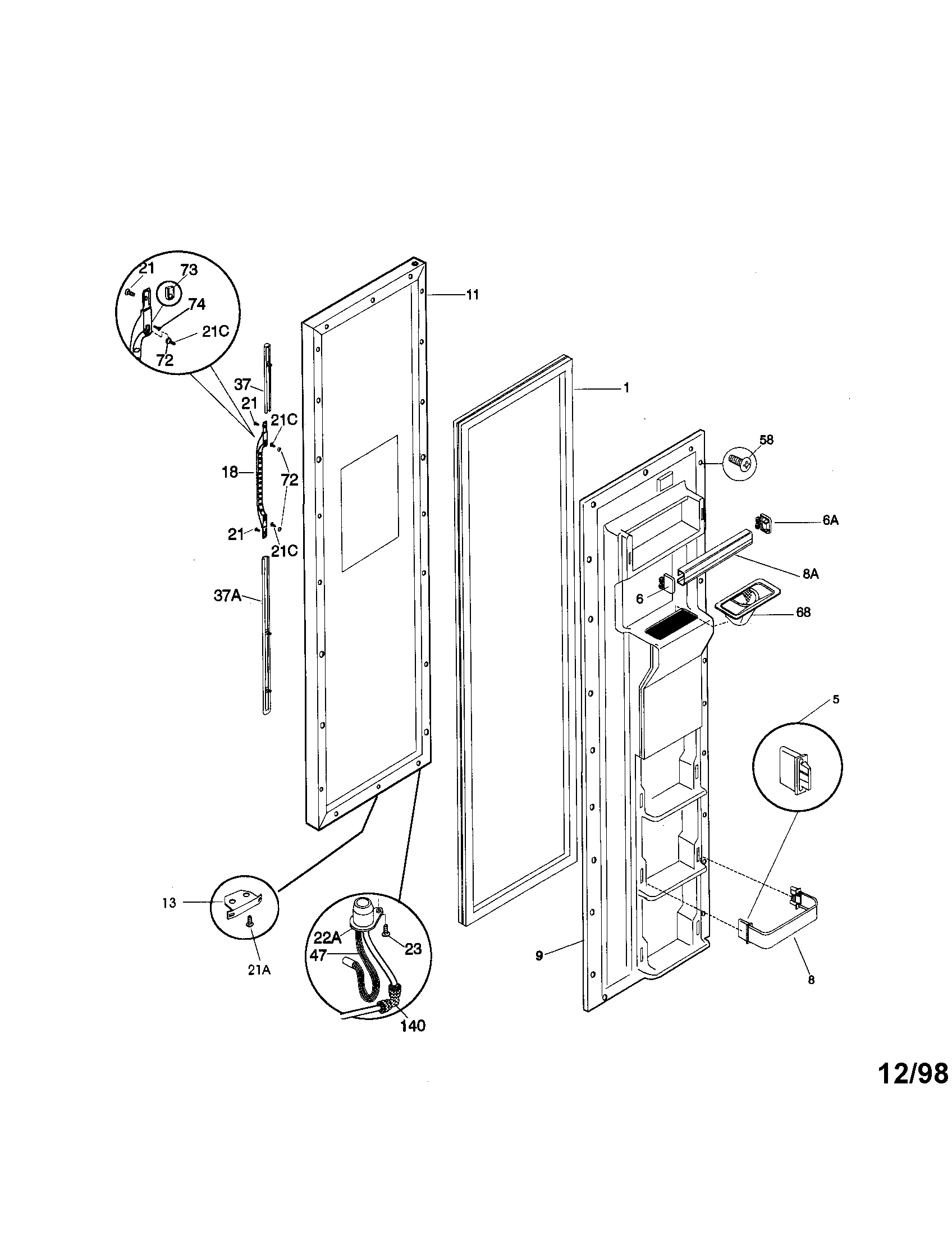 Kenmore 25358682897 freezer  door diagram