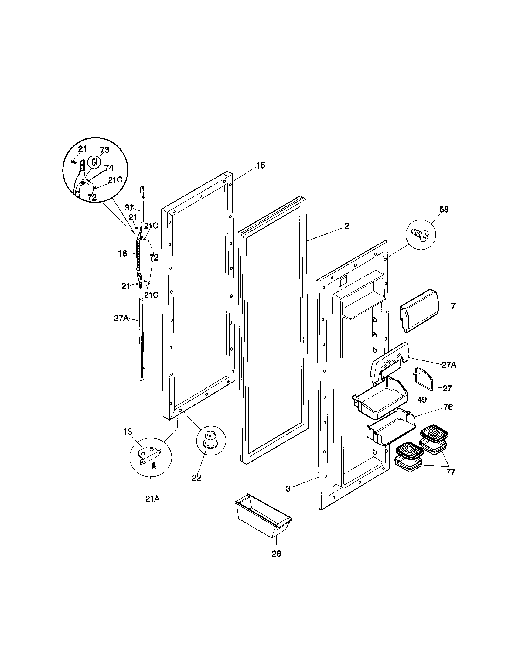 Kenmore 25358682897 refrigerator door diagram