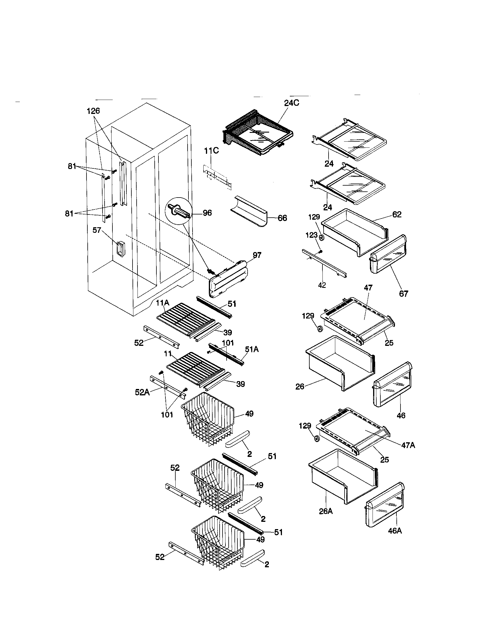 Kenmore 25358682897 shelves diagram