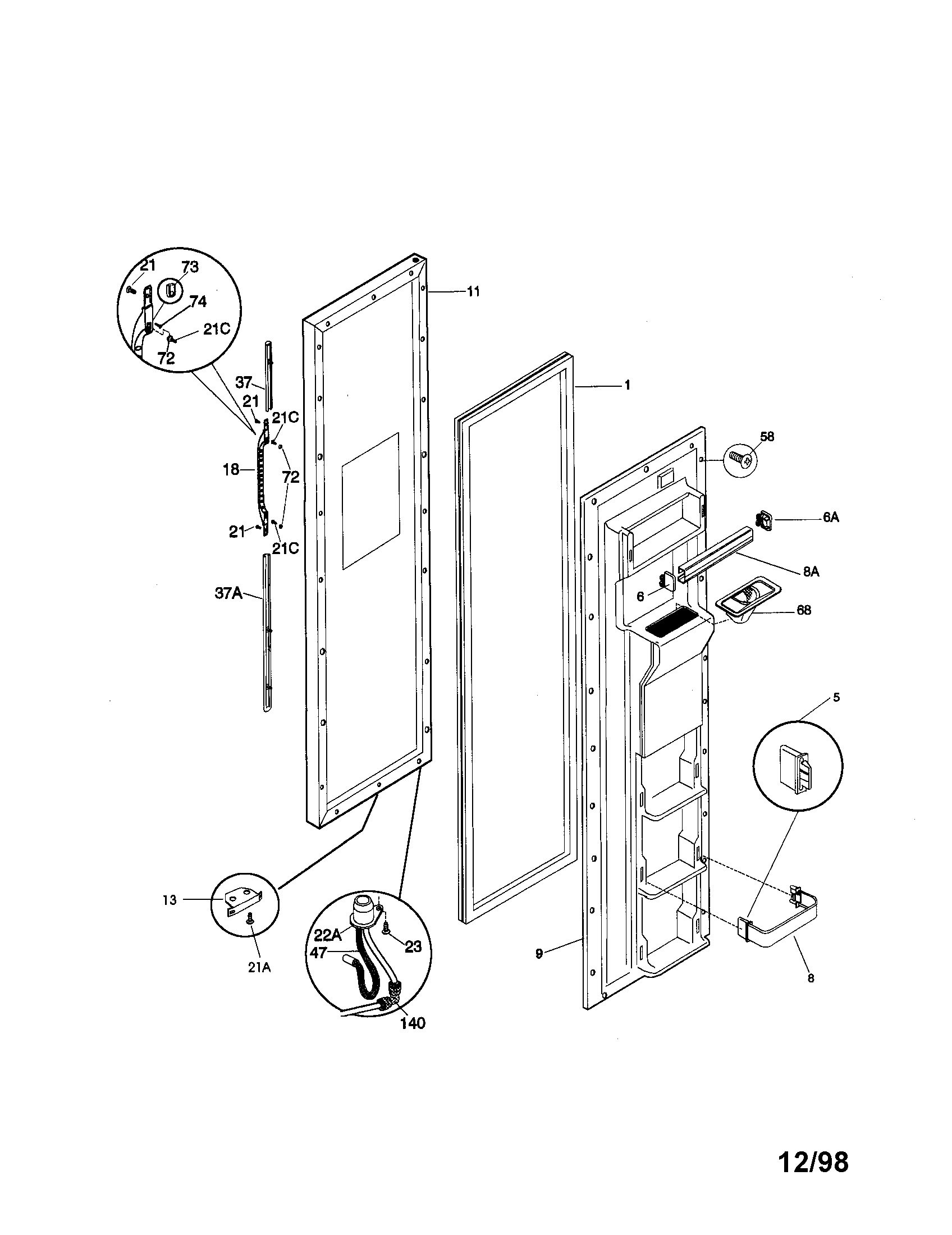 Kenmore 25358677896 freezer door diagram