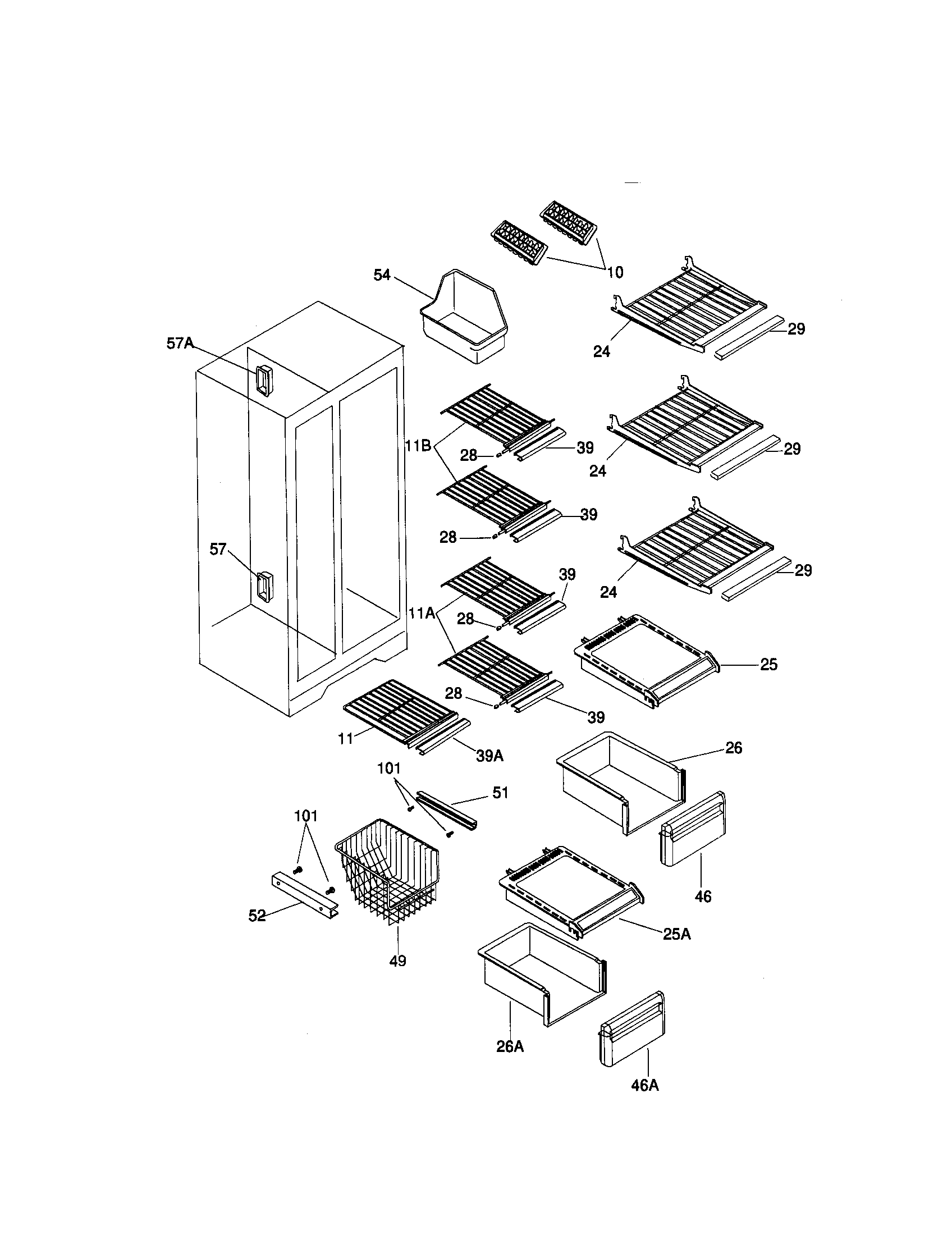 Kenmore 25358677896 shelves diagram