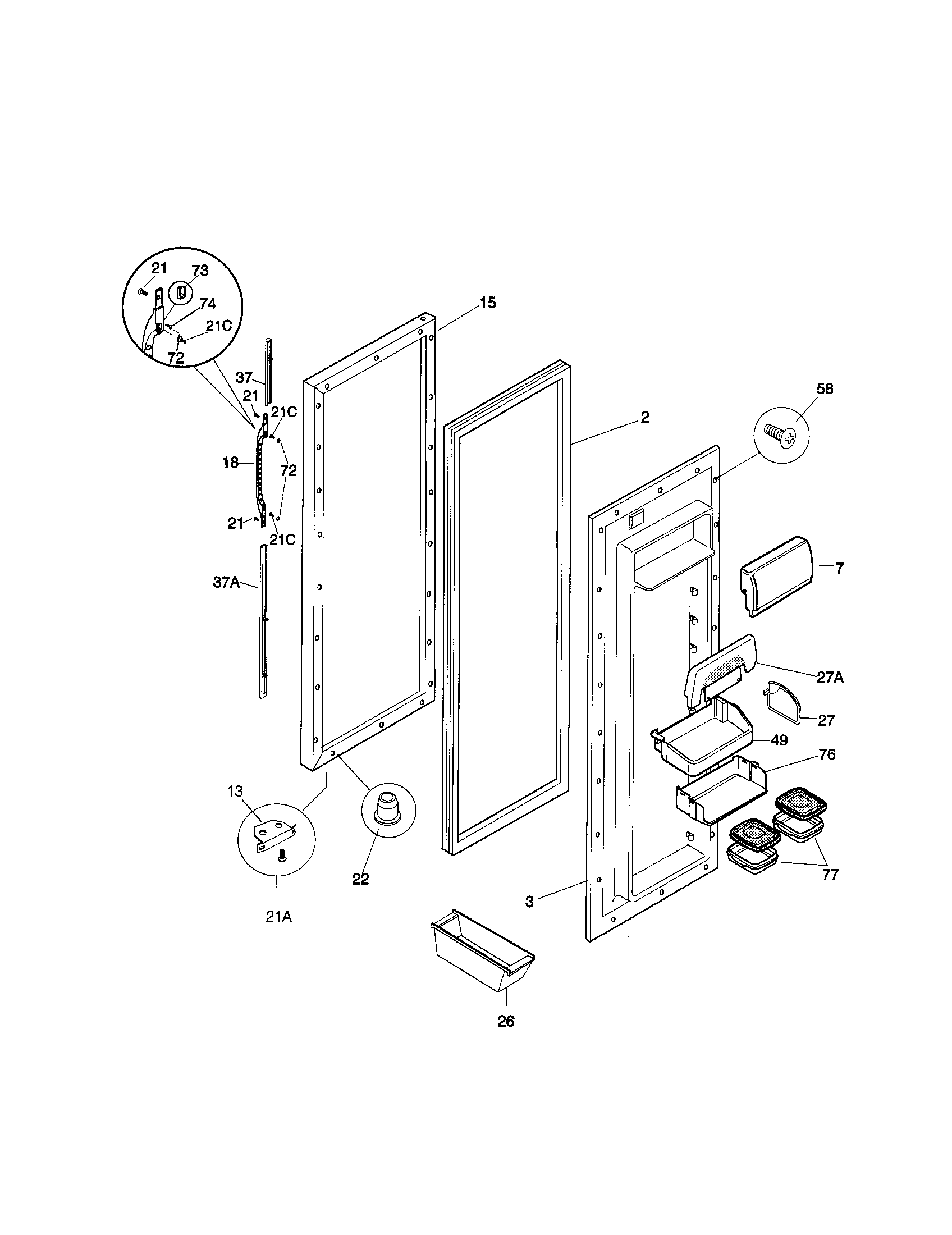 Kenmore 25358689895 refrigerator door diagram