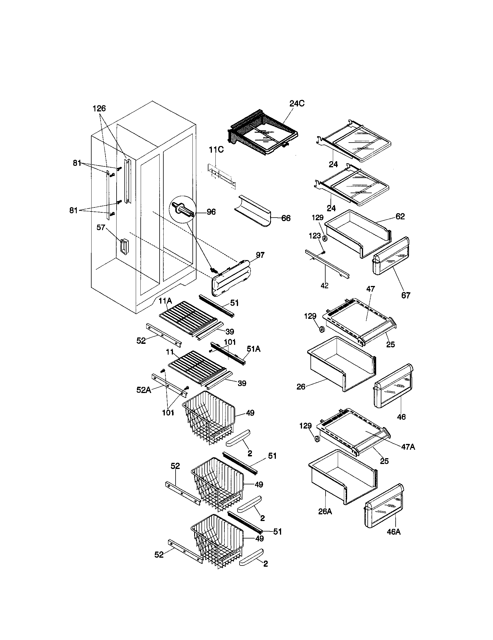 Kenmore 25358689895 shelves diagram
