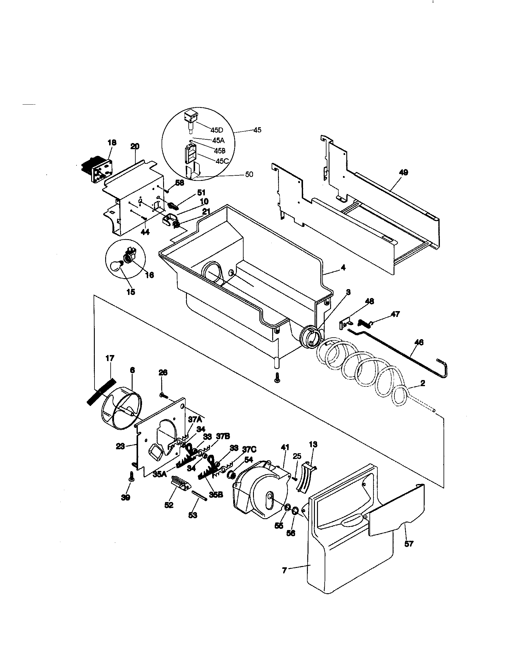 Kenmore 25358689895 ice container diagram
