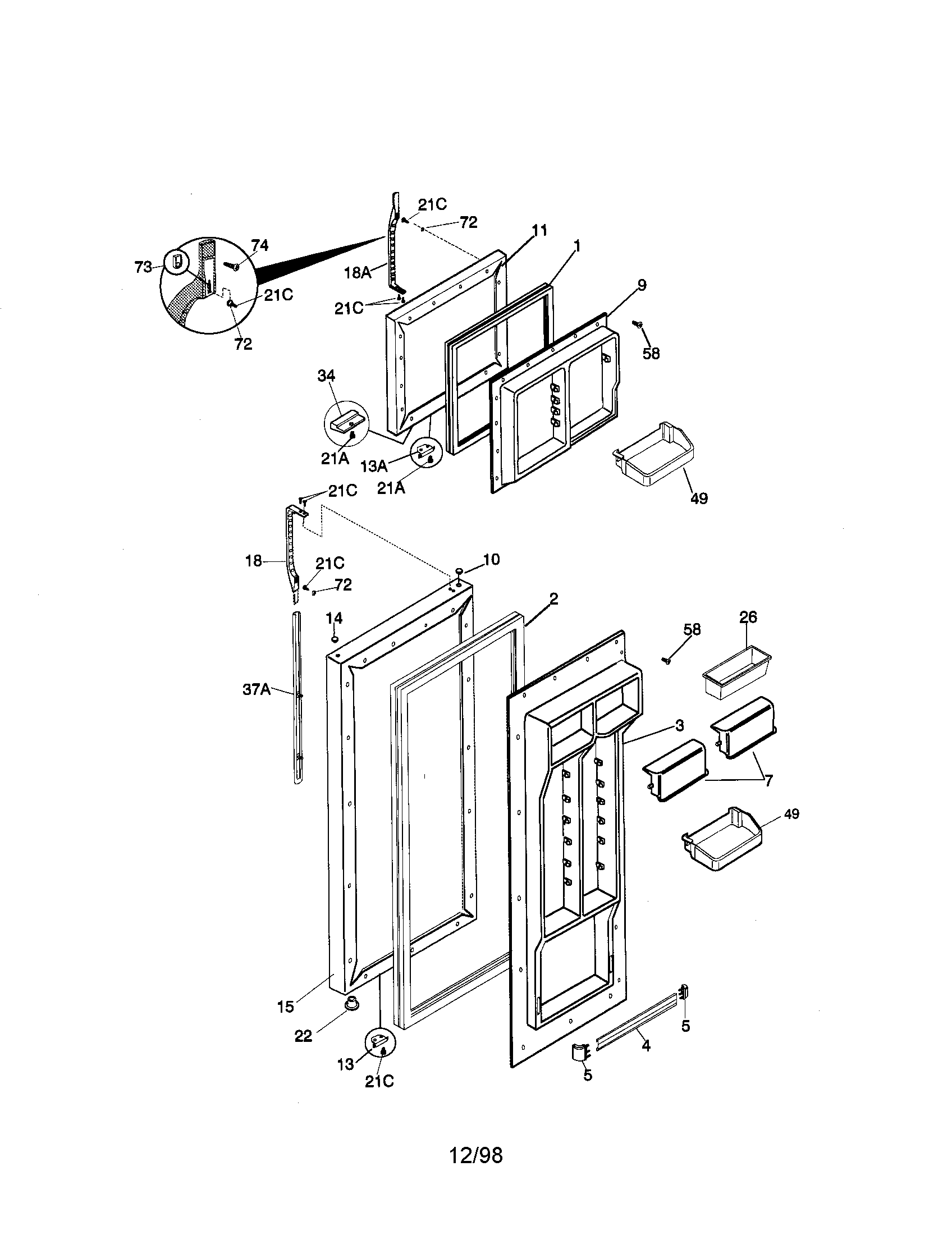 Kenmore 25378296895 door diagram