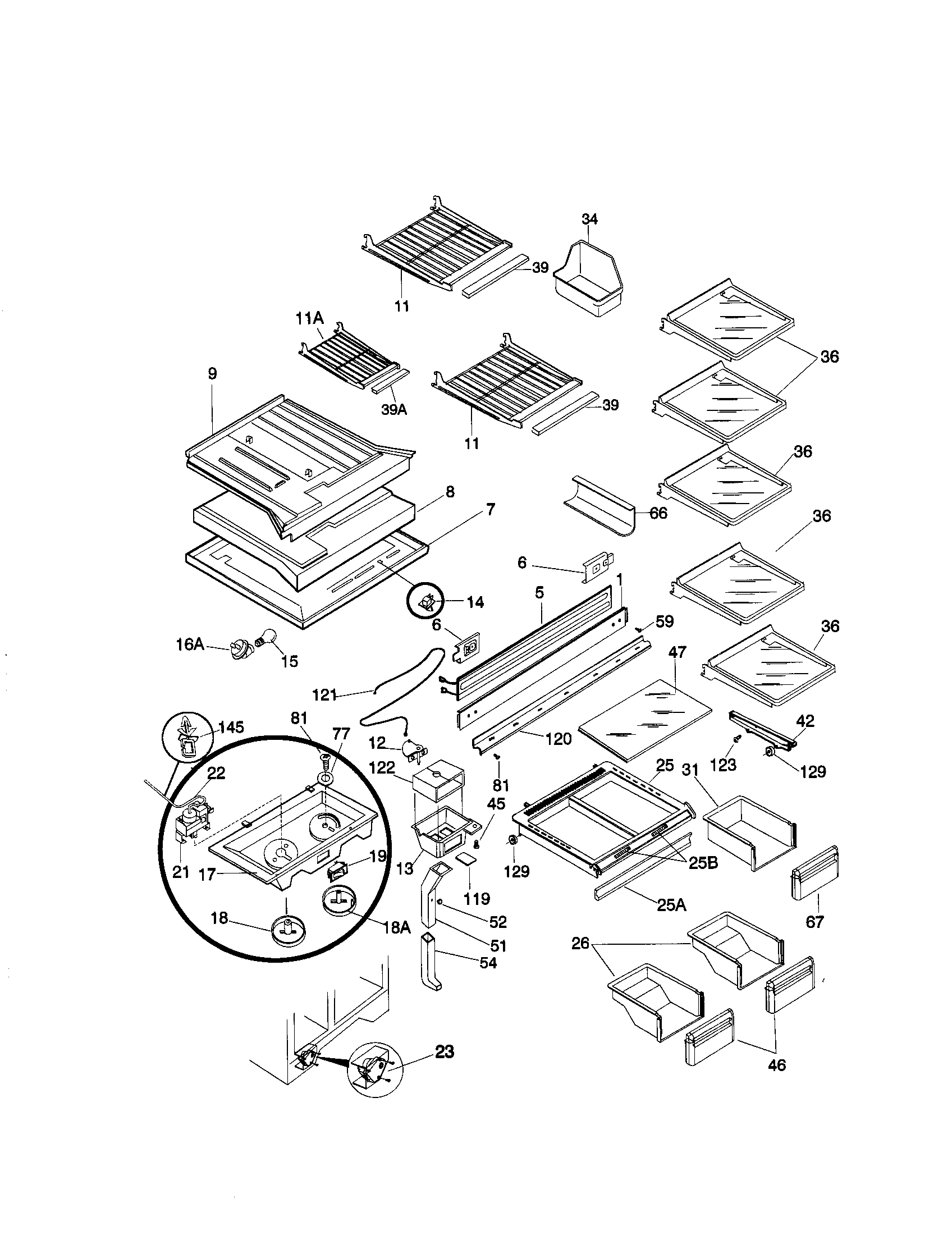 Kenmore 25378296895 shelves diagram