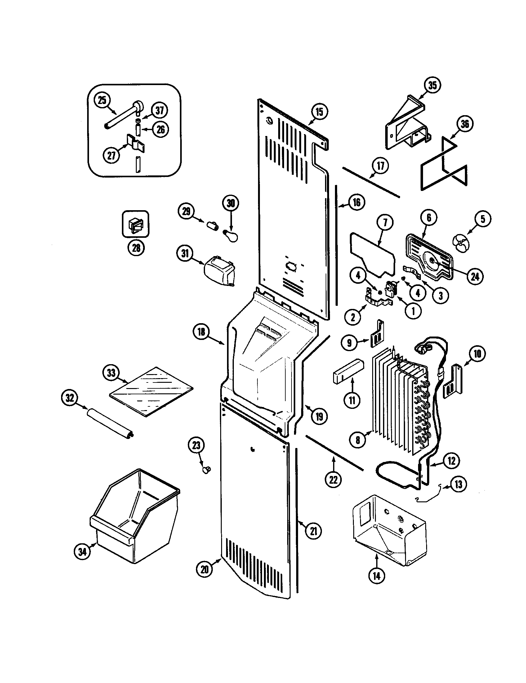 Jenn-Air JSD2574ARA freezer compartment diagram