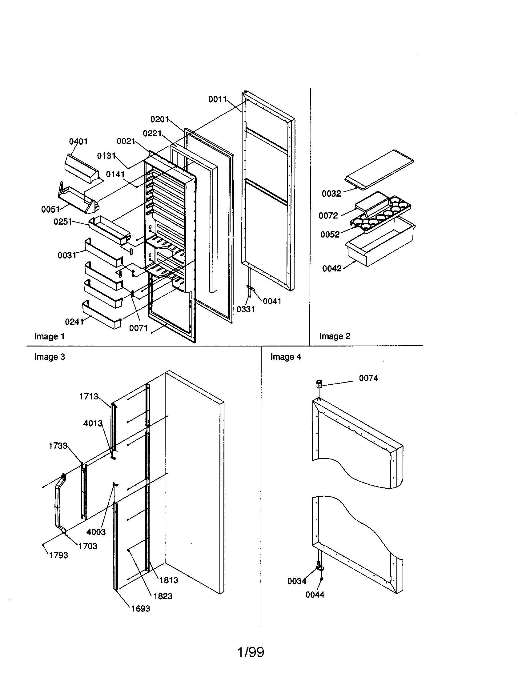 Amana SXD25S2W-P1303504WW refrigerator  door and accessories diagram