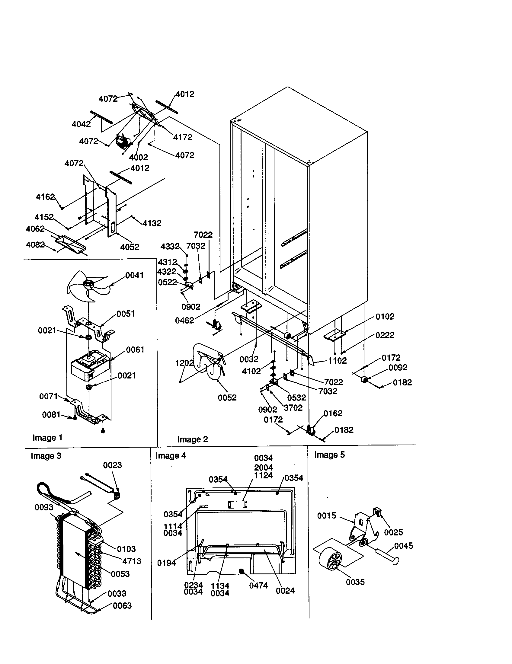 Amana SXD25S2W-P1303504WW drain system/rollers/evaporator diagram