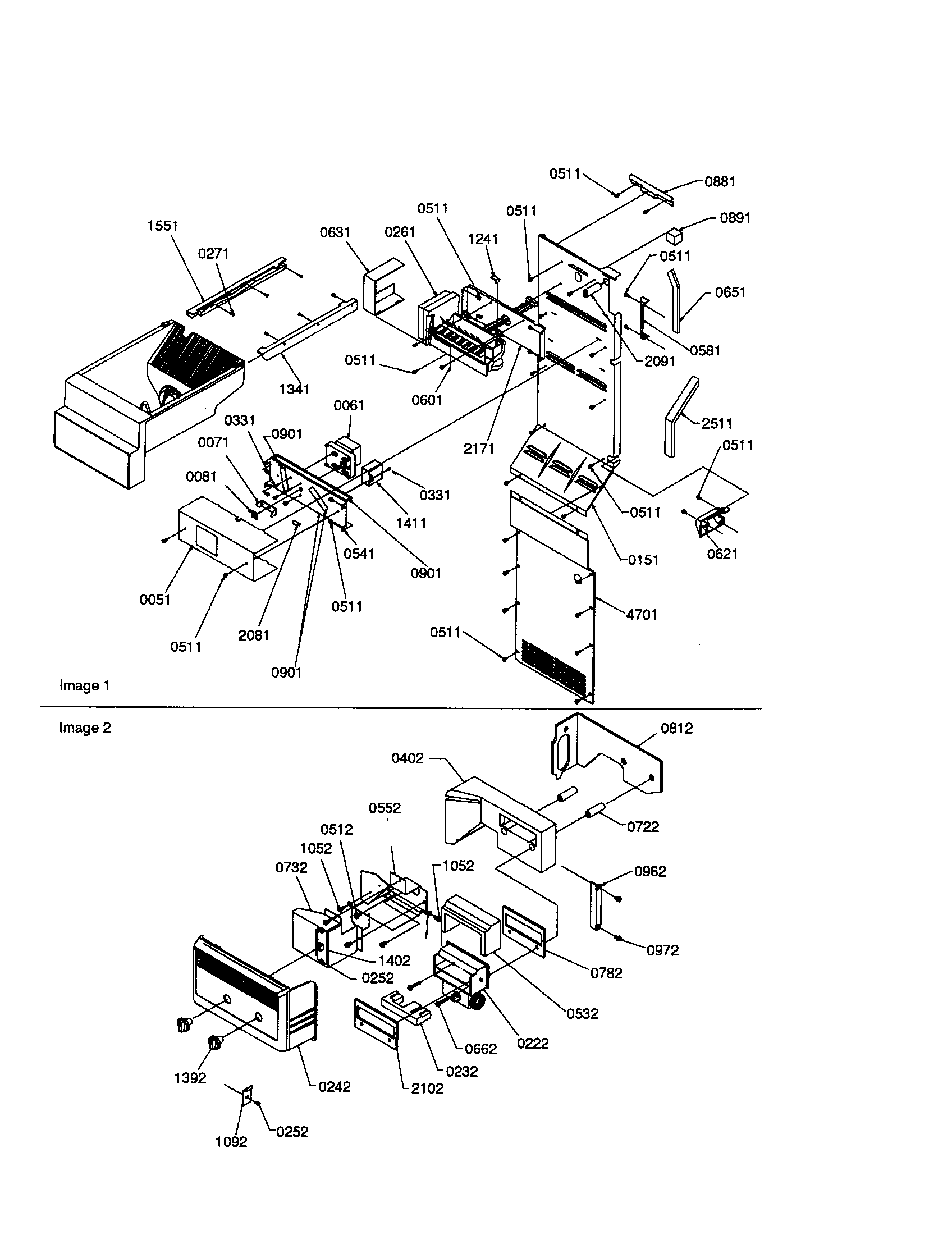 Amana SXD25S2W-P1303504WW ice maker/control assembly diagram