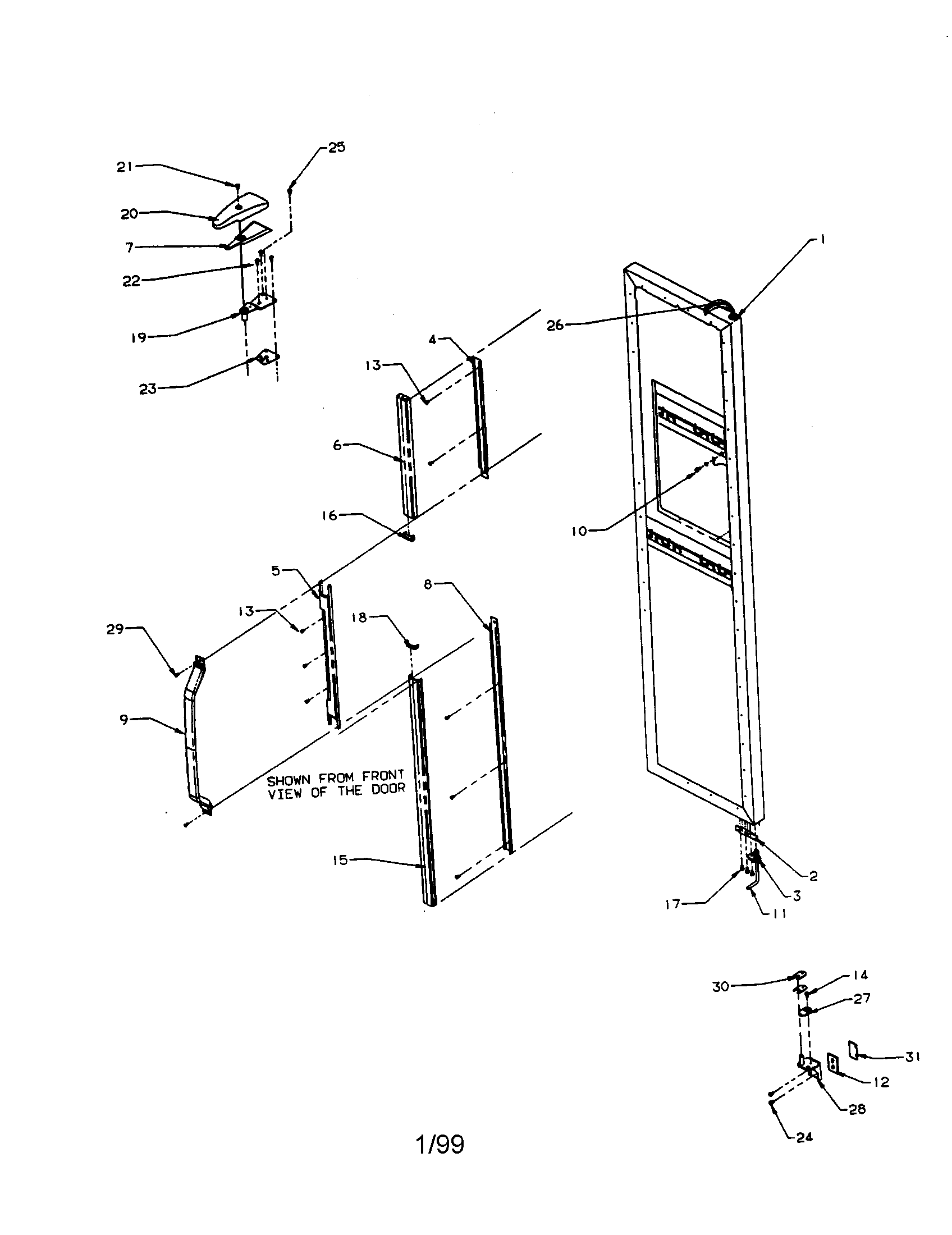 Amana SXD22S2E-P1190404WE trim-top freezer door diagram