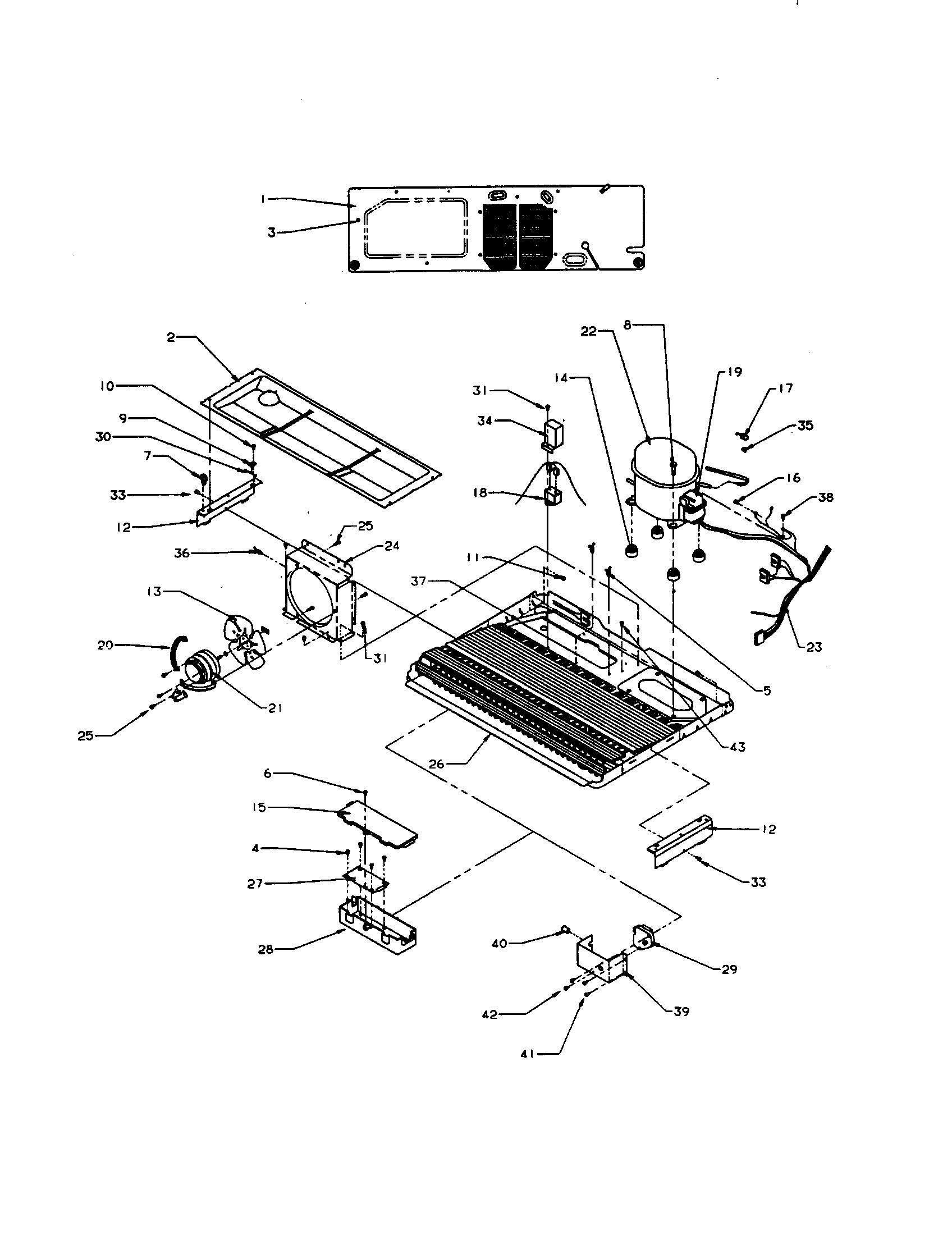 Amana SXD22S2E-P1190404WE machine compartment back assembly diagram
