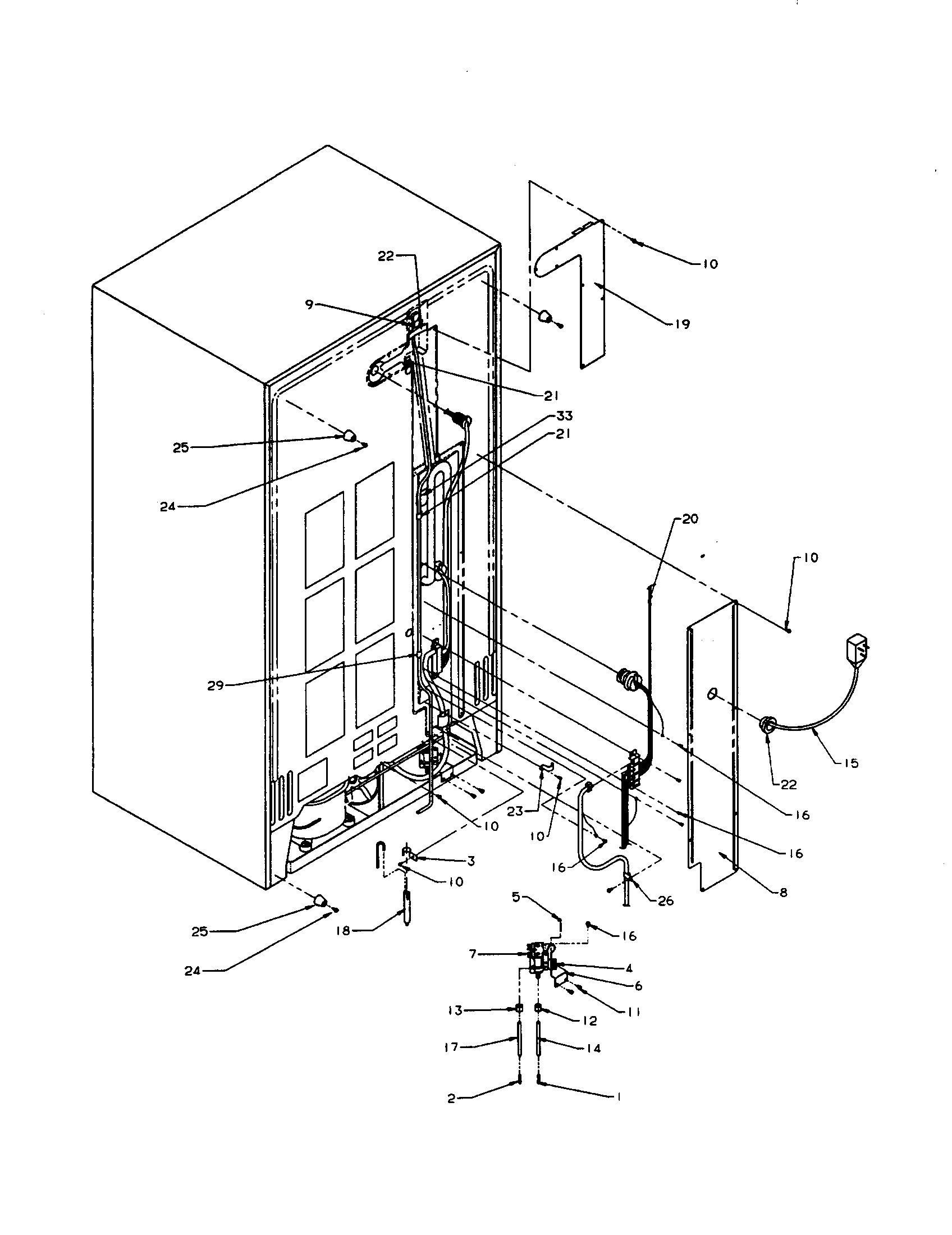 Amana SXD22S2E-P1190404WE coupling and cover-outer case back diagram