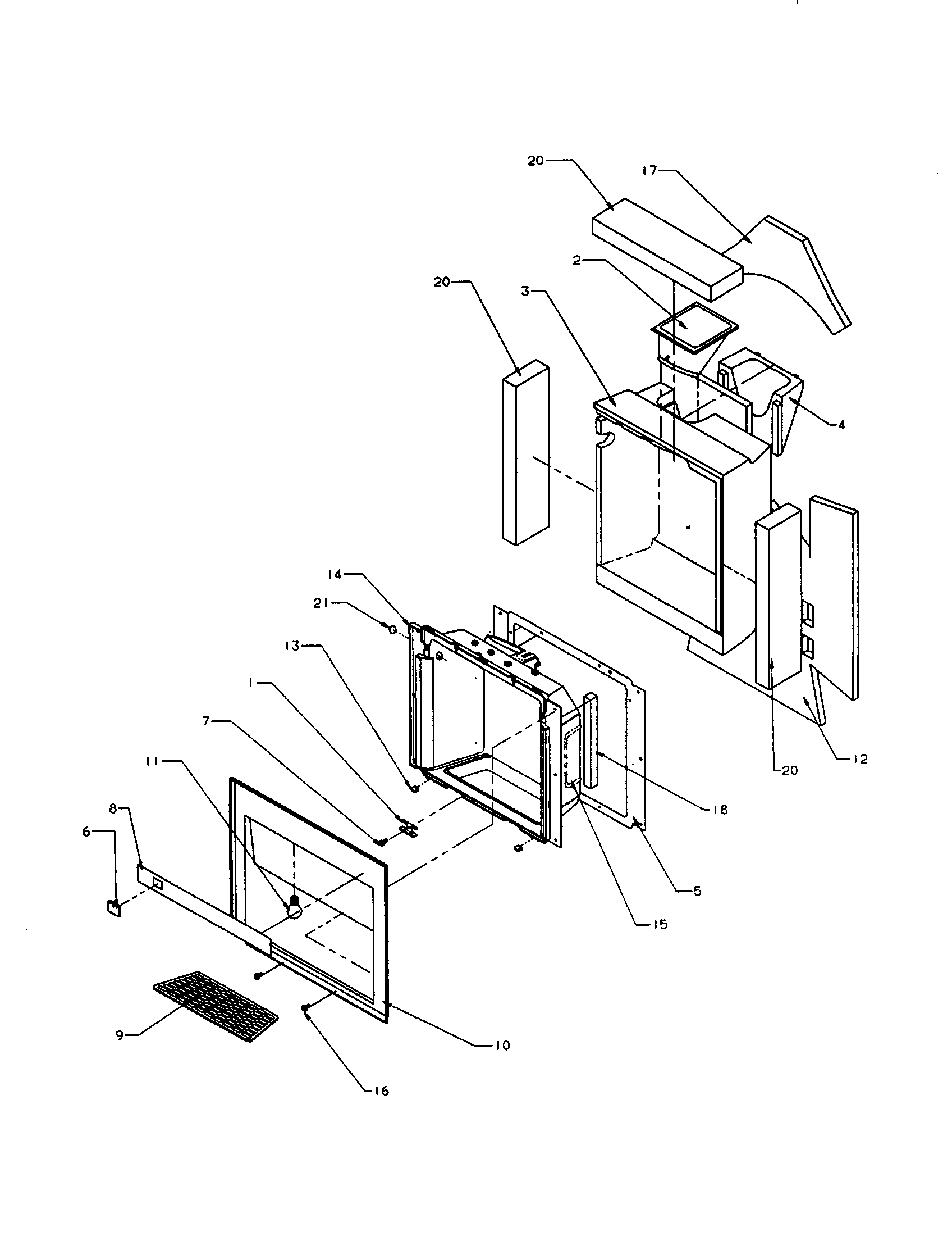 Amana SXD22S2E-P1190404WE insulation and cavity-dispenser diagram