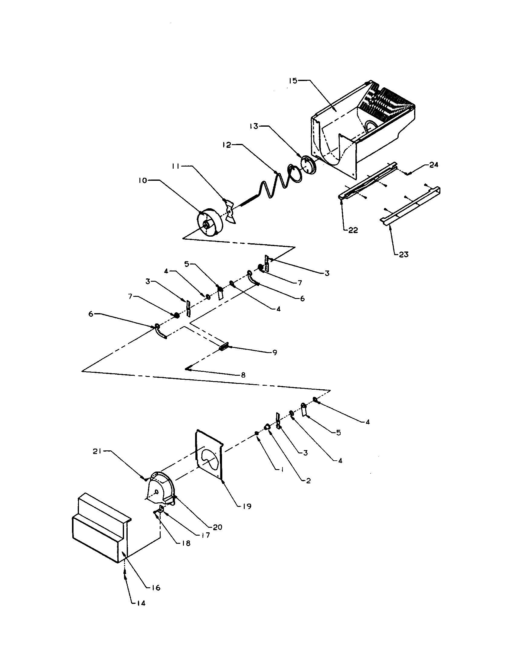 Amana SXD22S2E-P1190404WE ice crusher and blade diagram