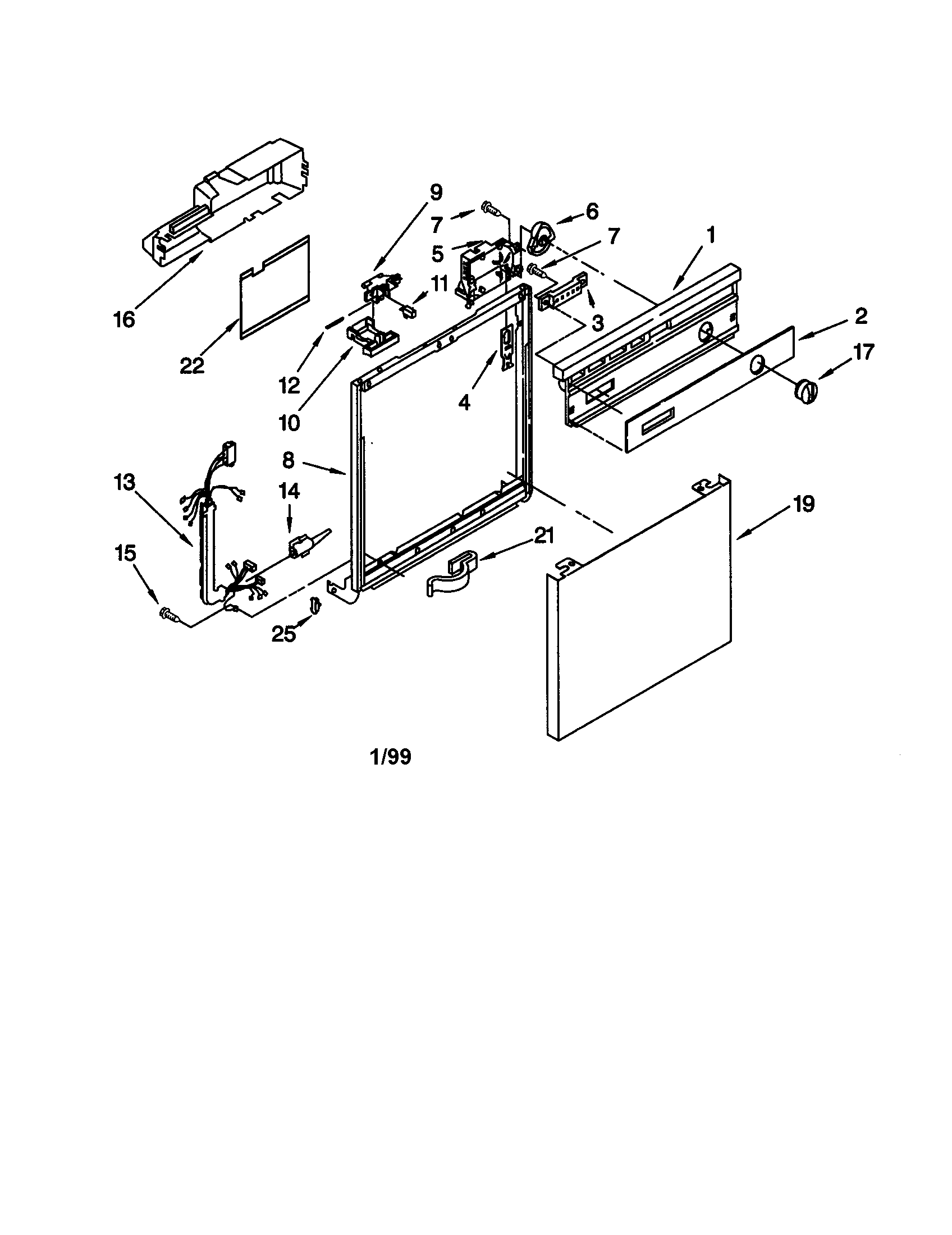 Whirlpool DU910PFGZ1 frame and console diagram