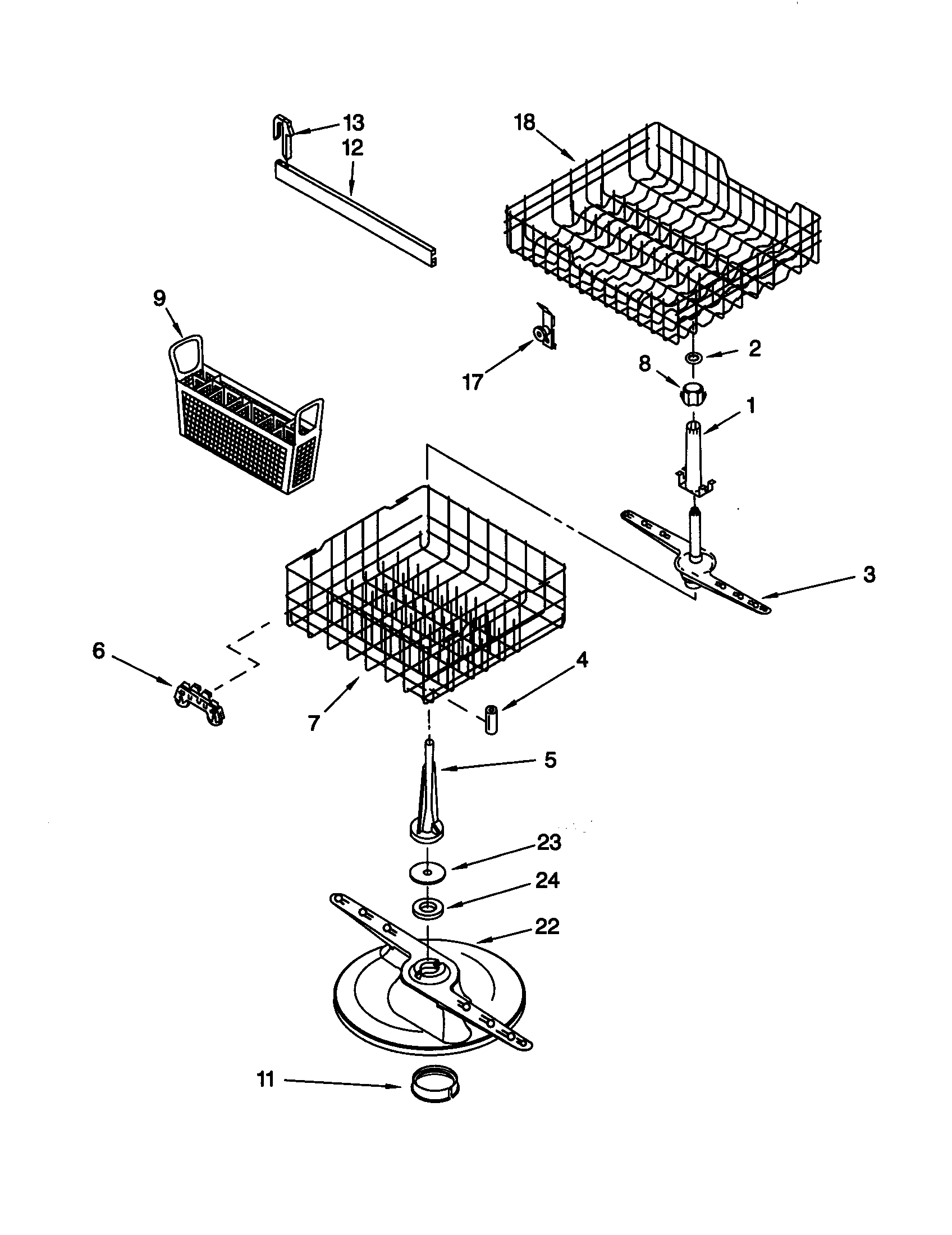 Whirlpool DU910PFGZ1 dishrack diagram