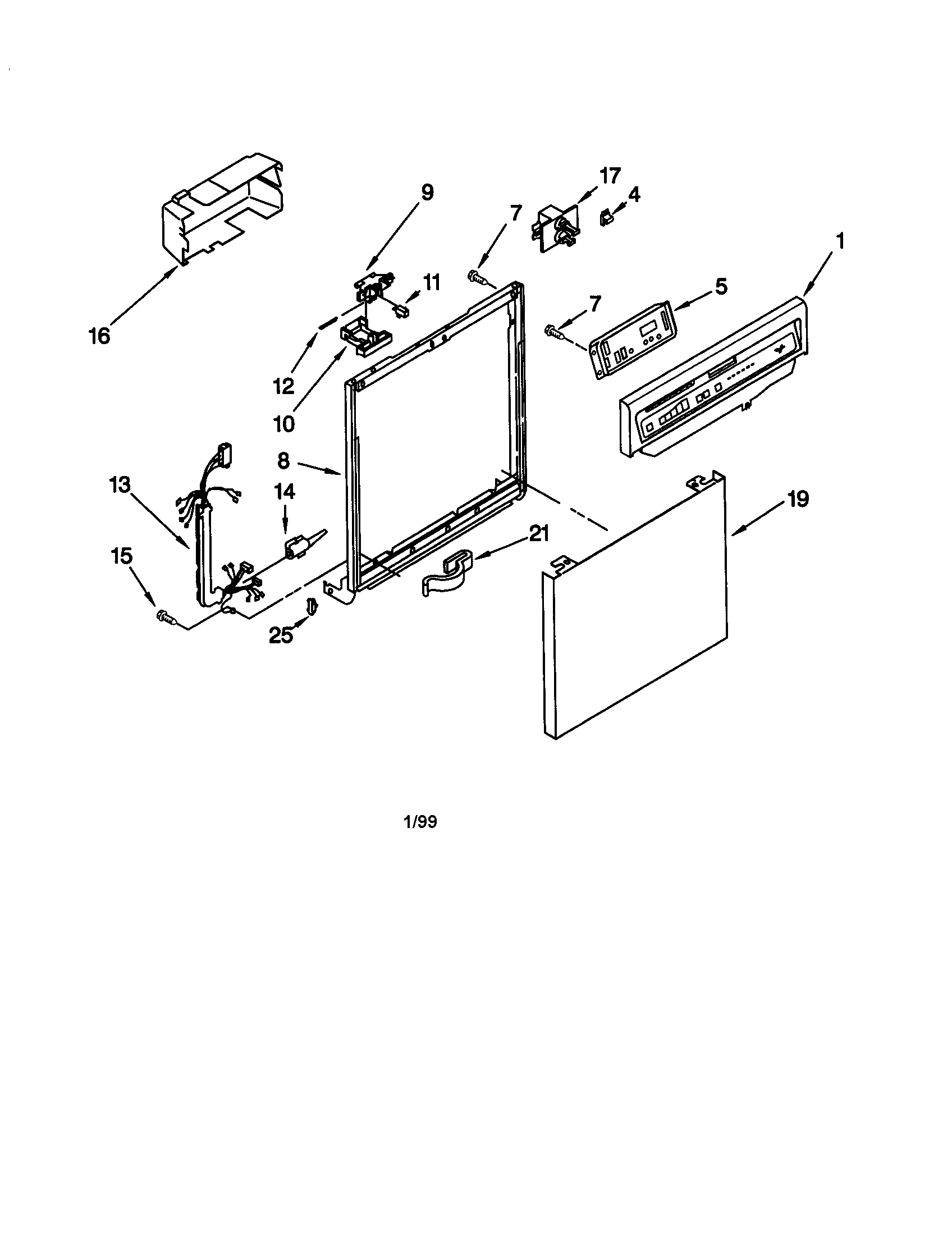 Whirlpool DU920PFGB1 frame and console diagram