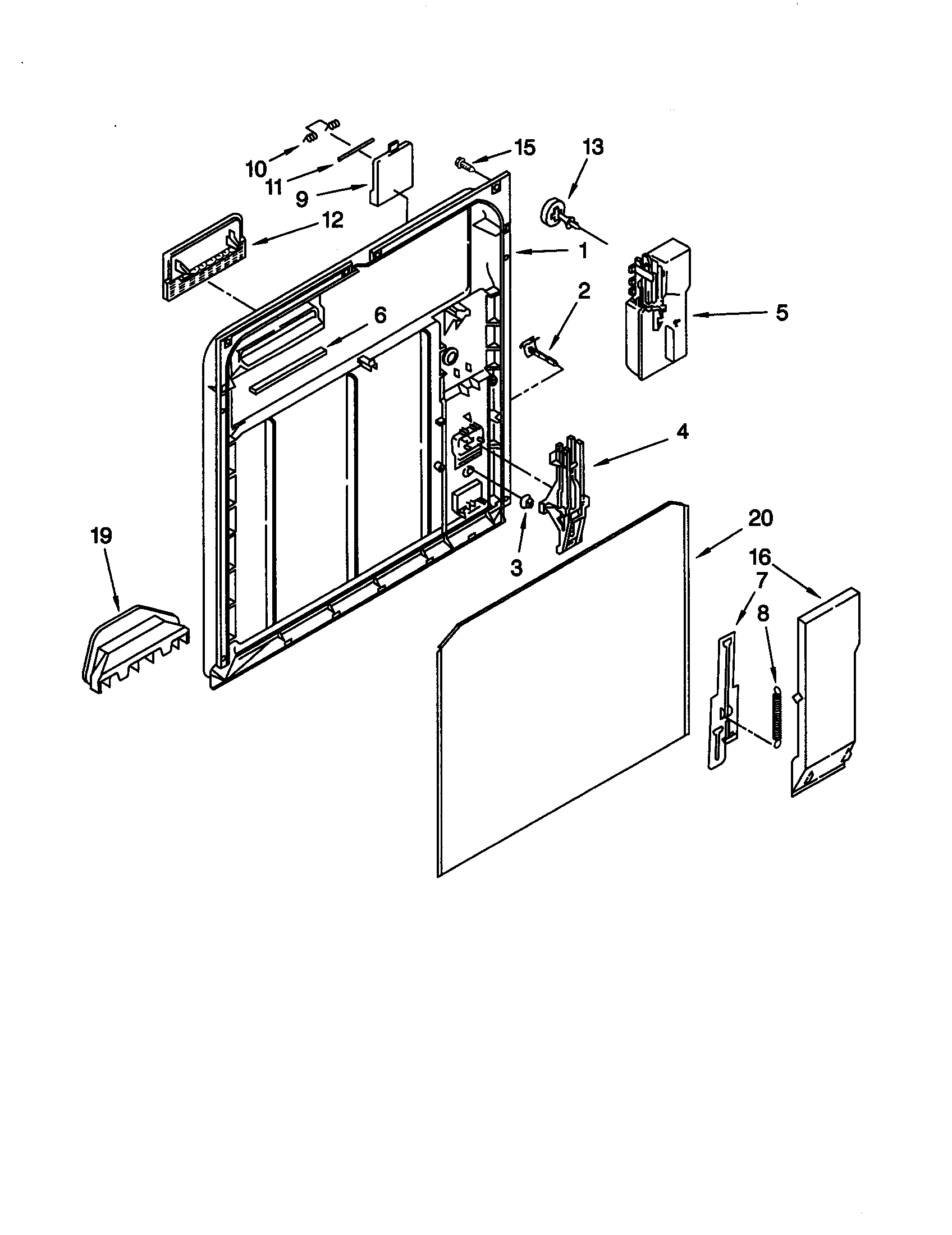 Whirlpool DU925SCGQ1 inner door diagram