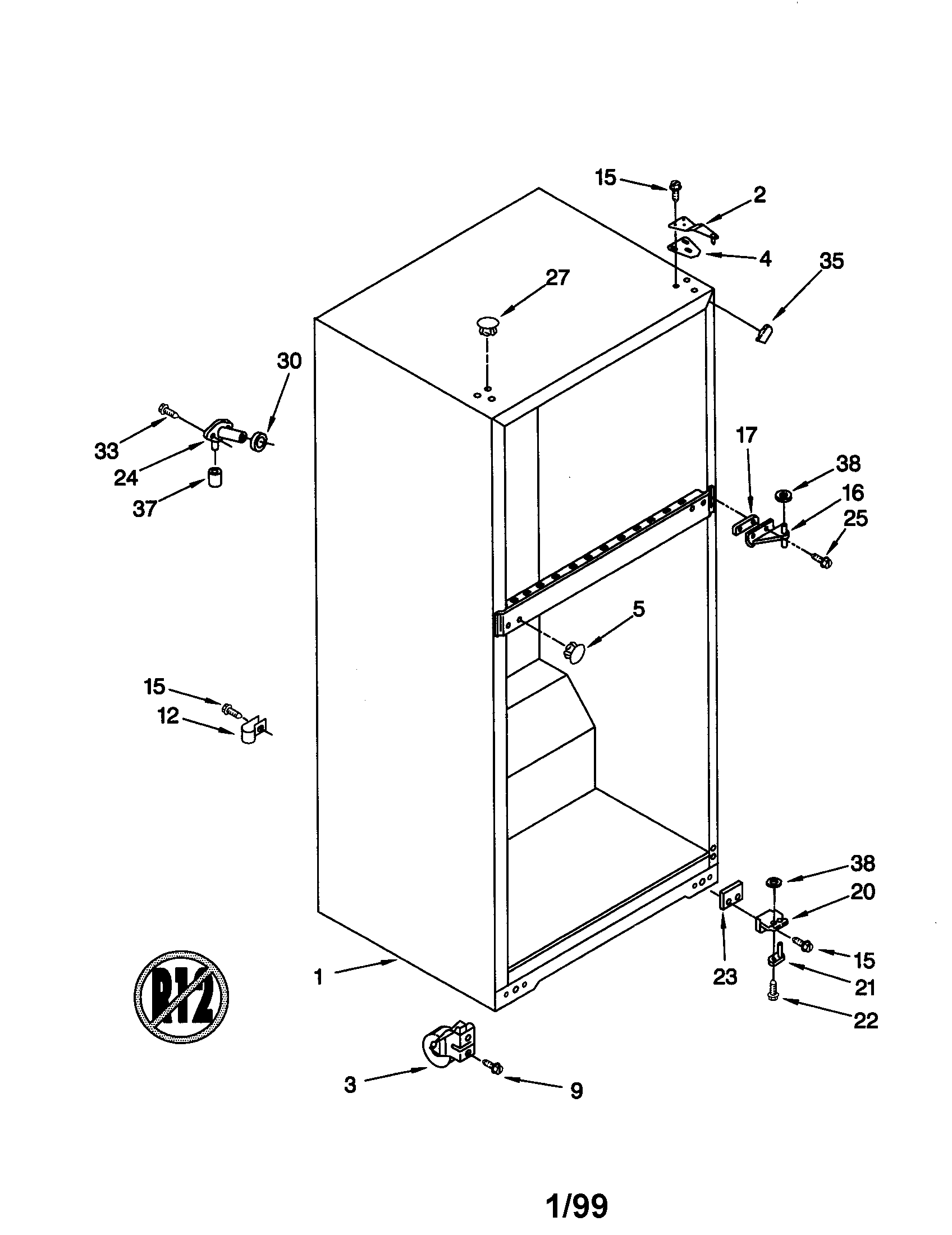 Whirlpool ET16CKXHN00 cabinet diagram