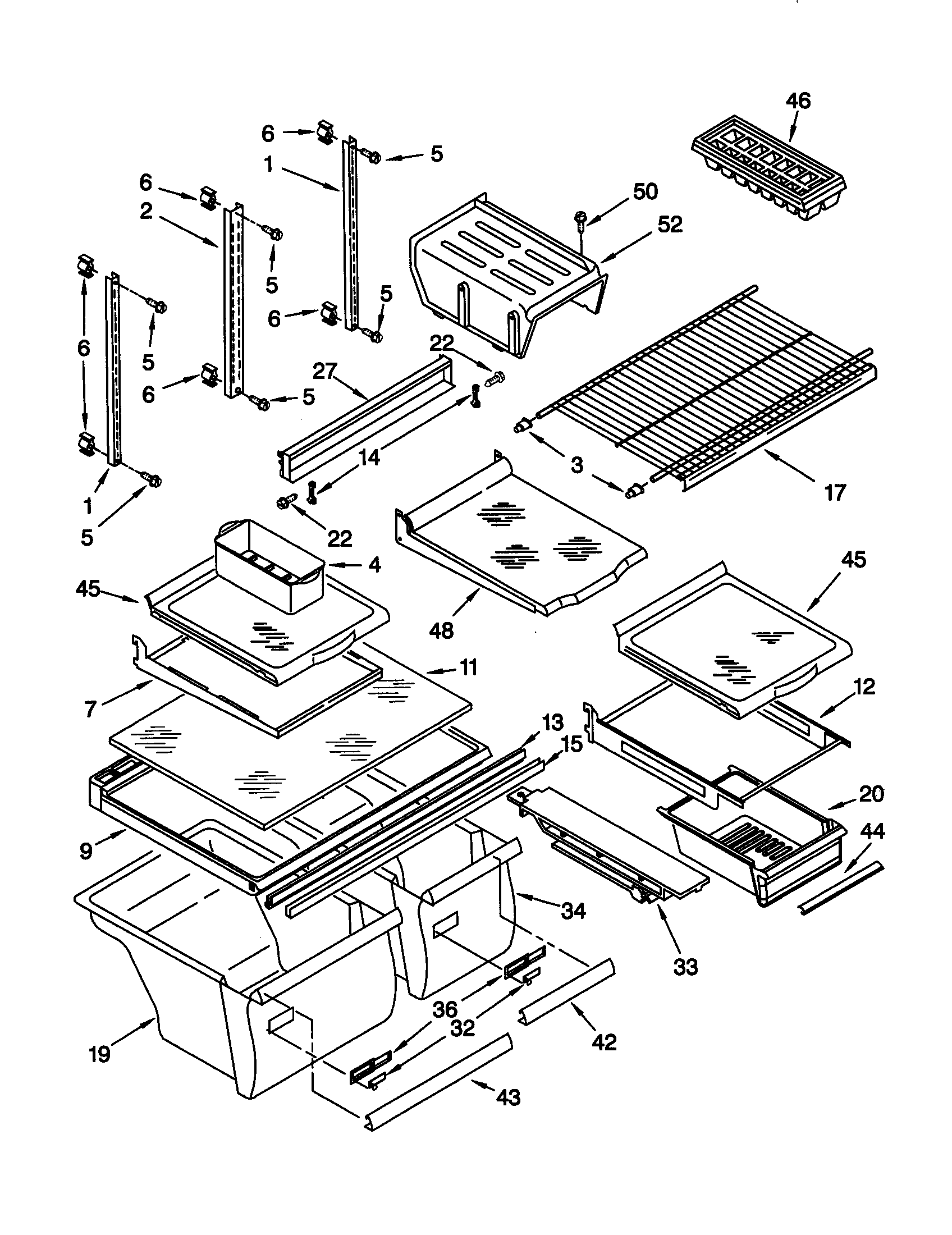 Whirlpool GT19DKXGB02 shelf diagram