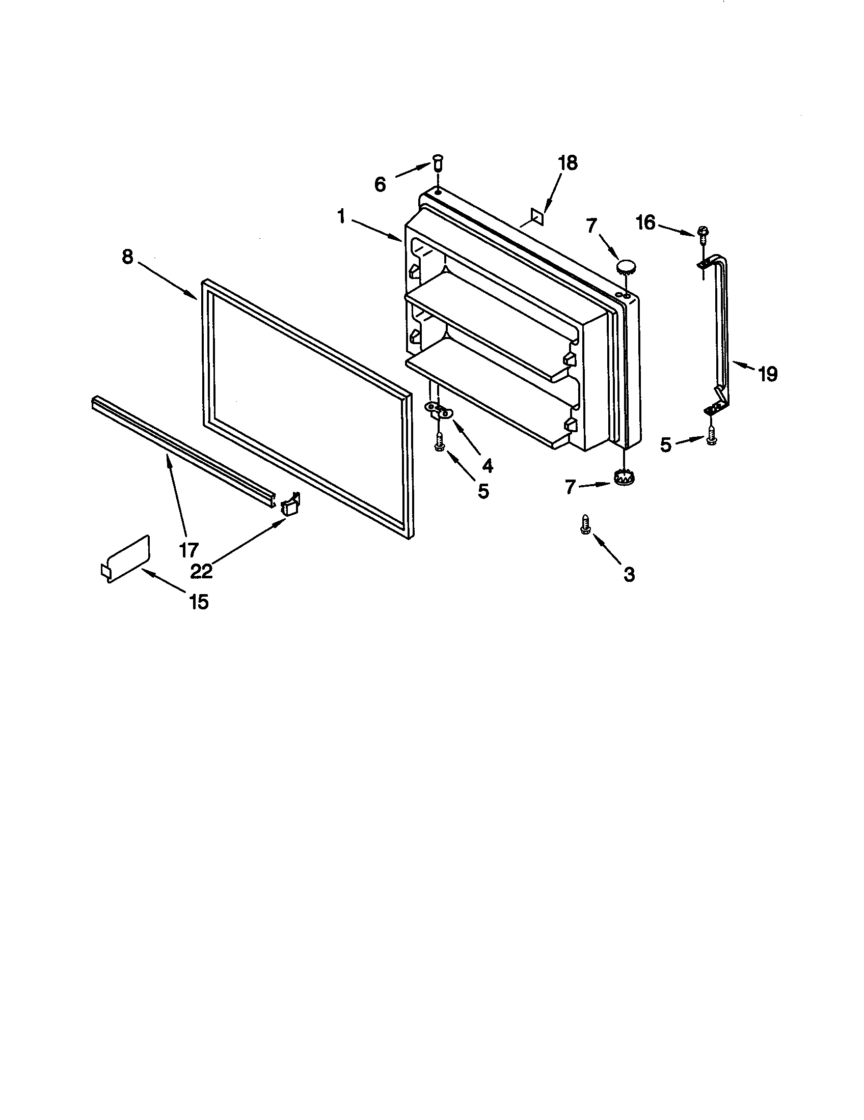 Whirlpool GT19DKXGB02 freezer door diagram