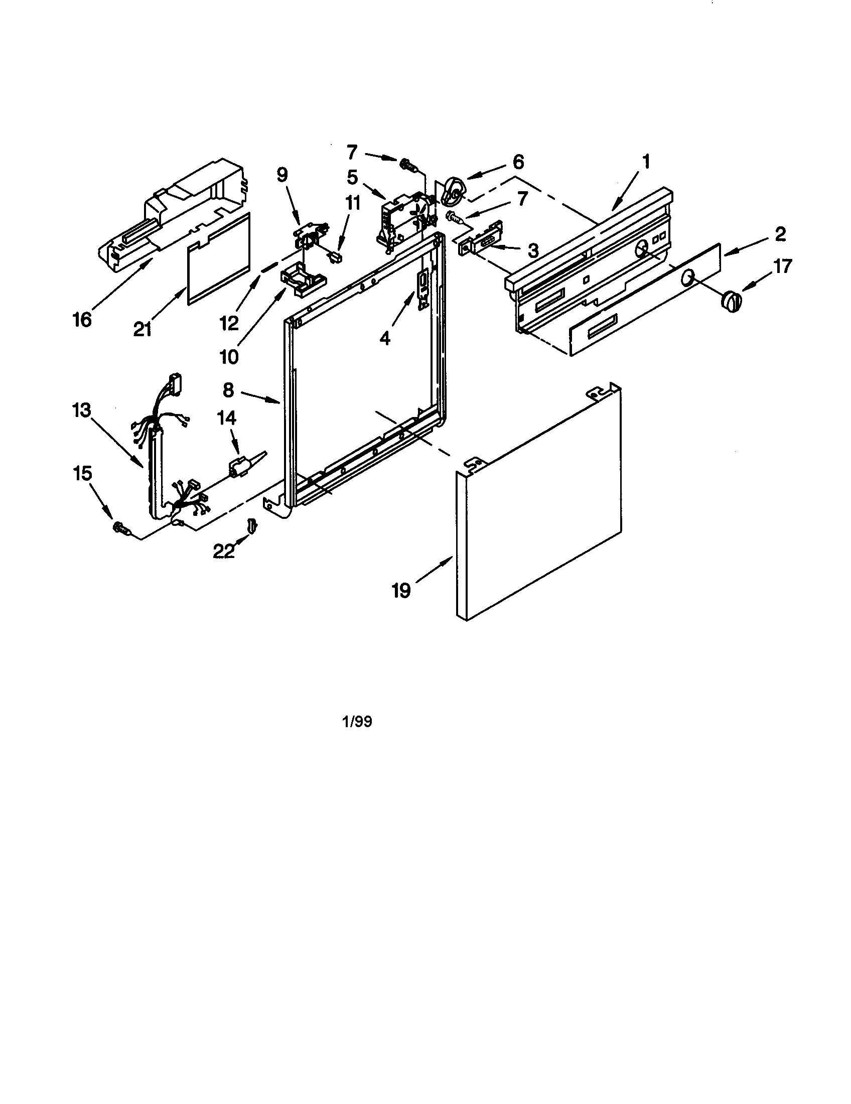 Whirlpool DU840DWGZ1 frame and console diagram