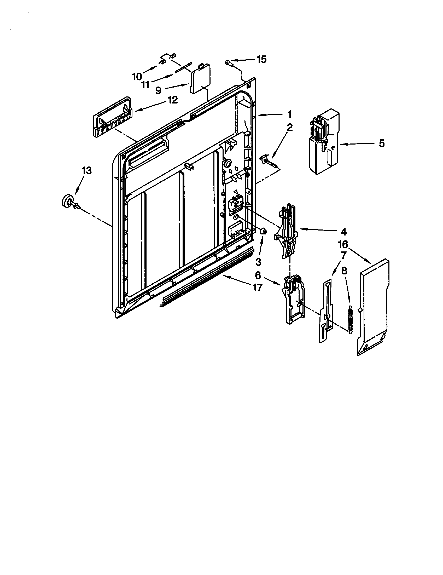 Whirlpool DU840DWGZ1 inner door diagram
