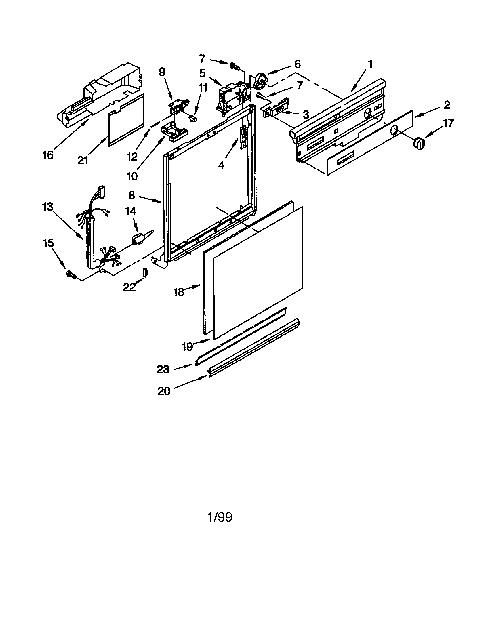 Whirlpool DU840DWGX1 frame and console diagram