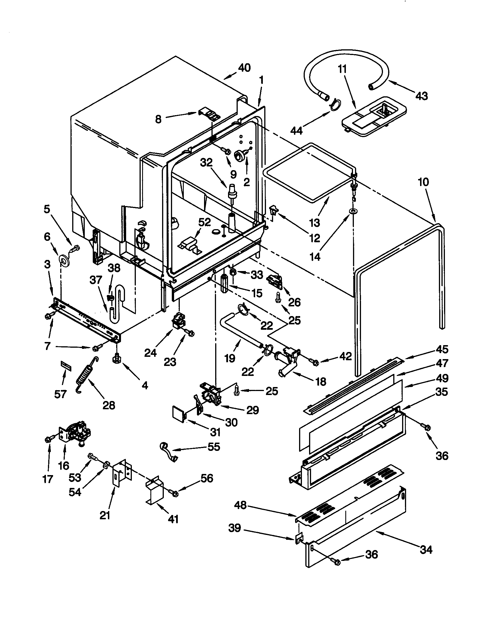 Whirlpool DU840DWGX1 tub assembly diagram