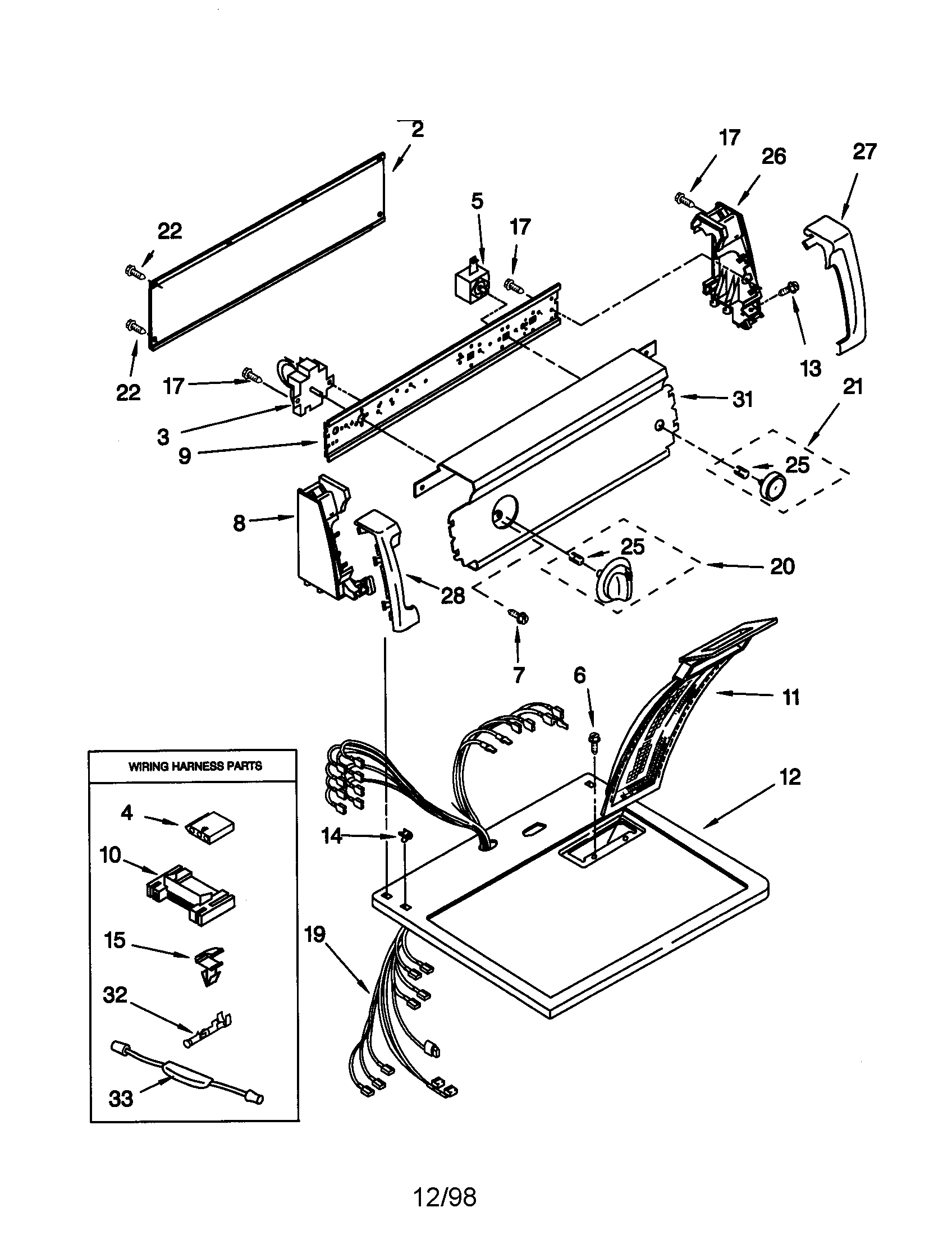 Kenmore 11069202990 top and console diagram