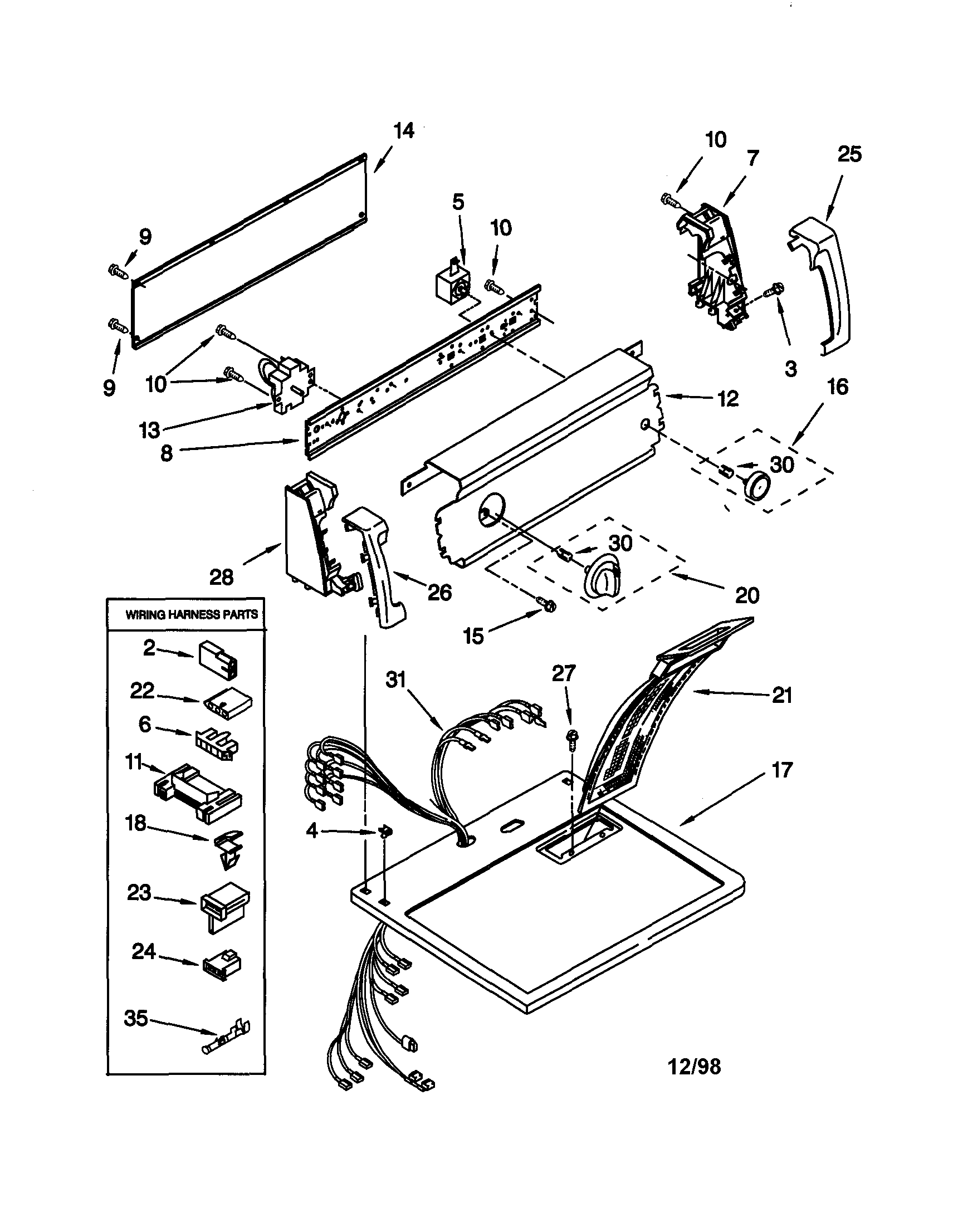 Kenmore 11079202990 top and console diagram
