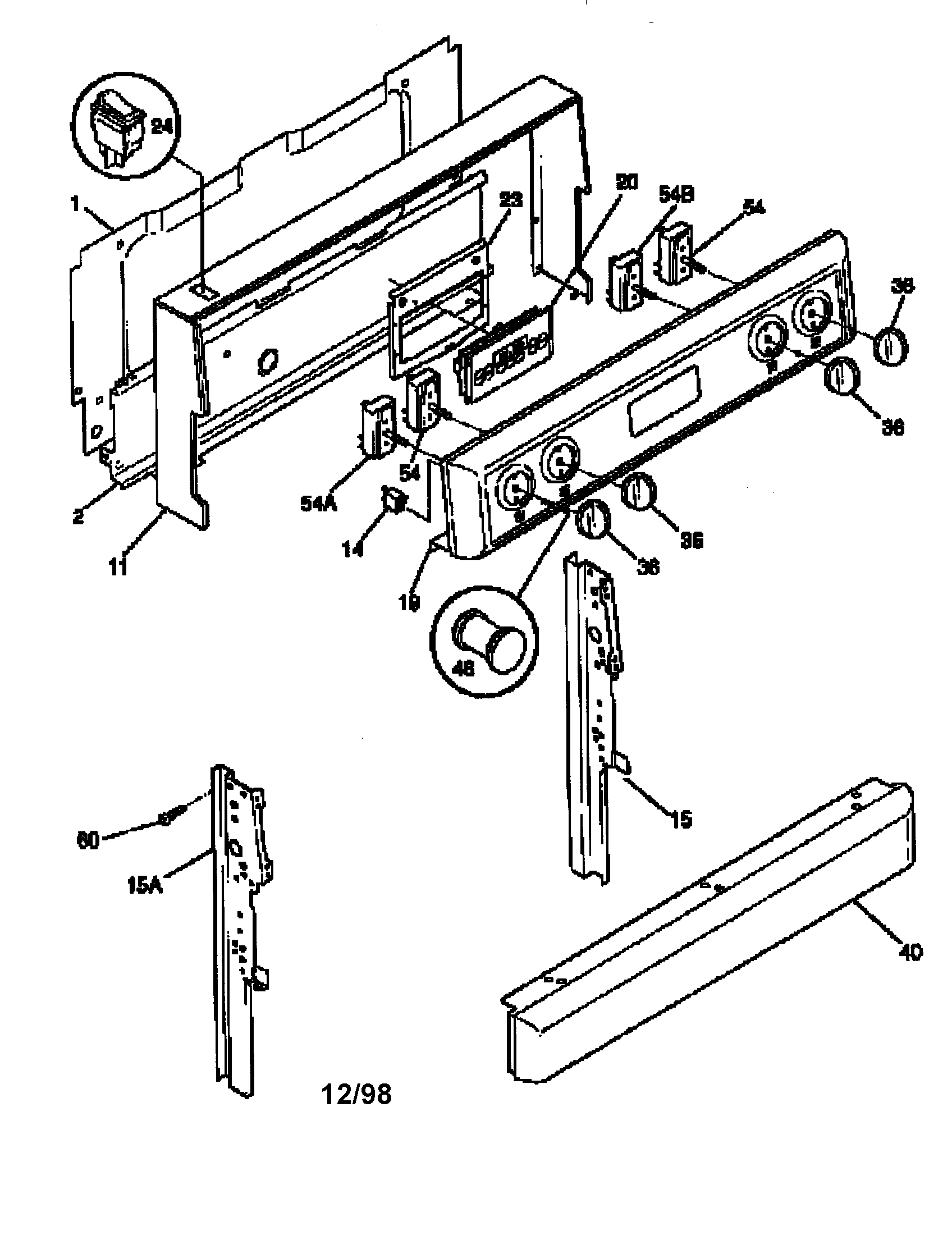 Frigidaire FEF367CASB backguard diagram