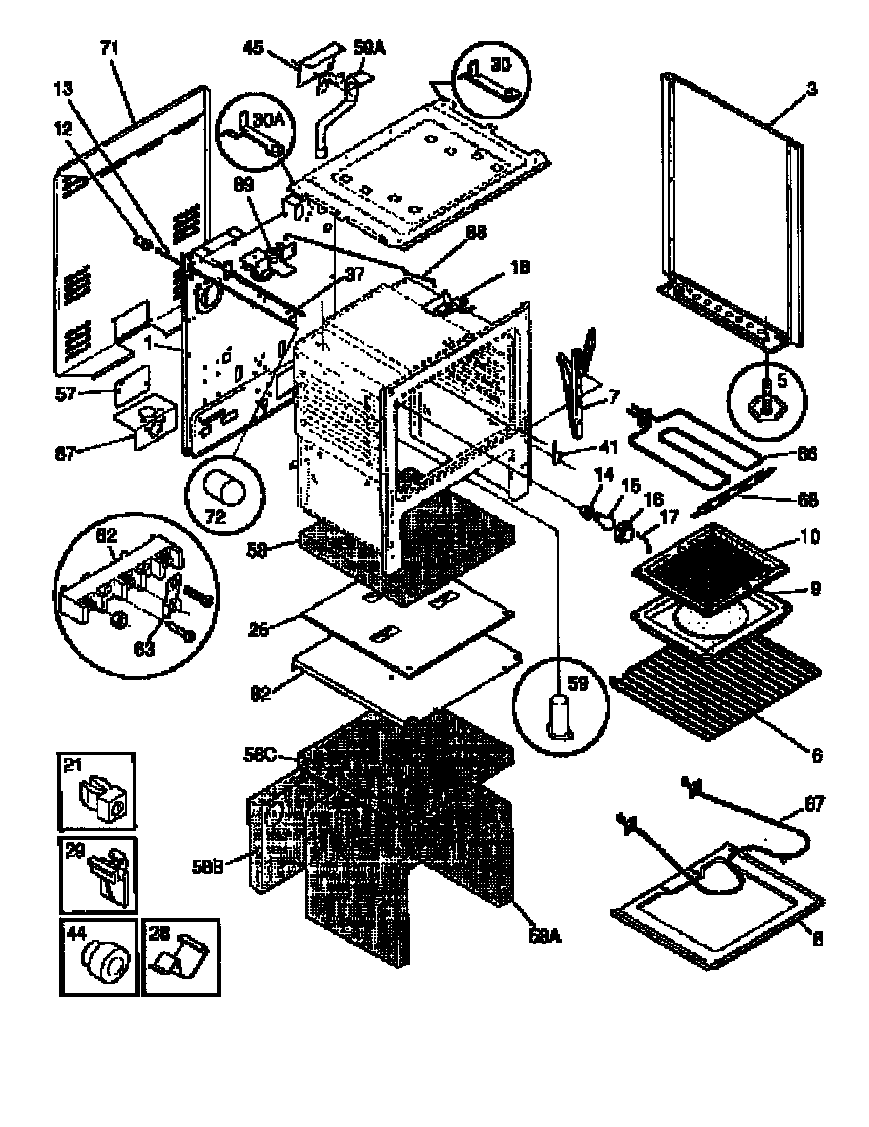 Frigidaire FEF367CASB body diagram