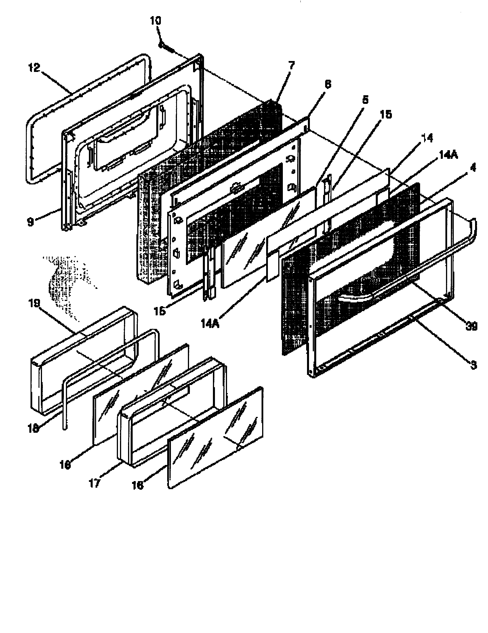 Frigidaire FEF367CASB door diagram