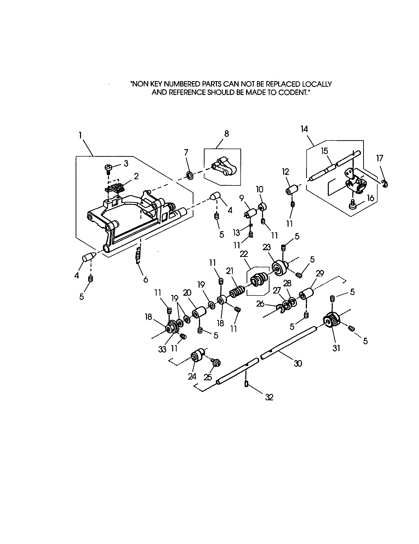 Kenmore 38519001990 feed rock shaft diagram