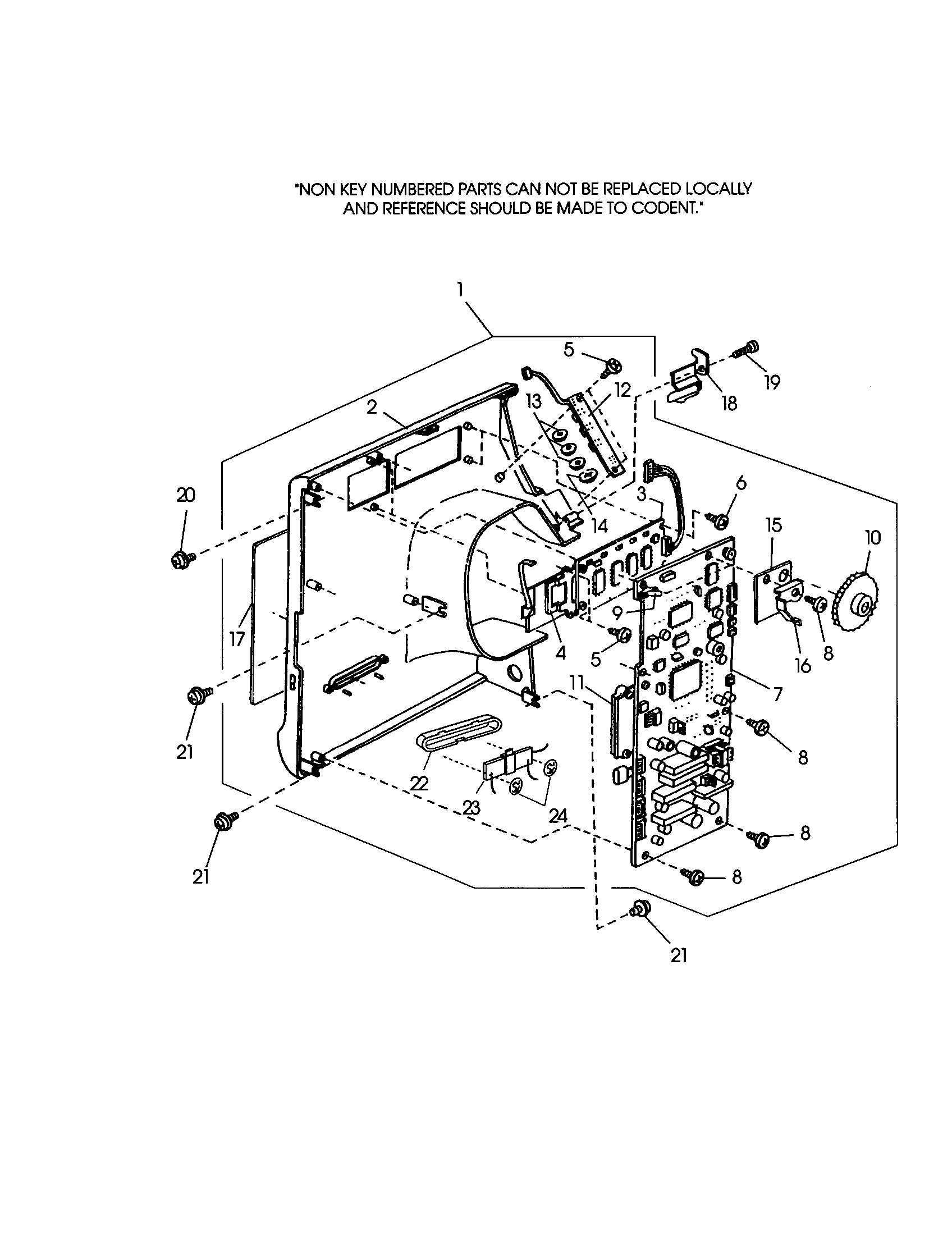 Kenmore 38519001990 front panel unit diagram