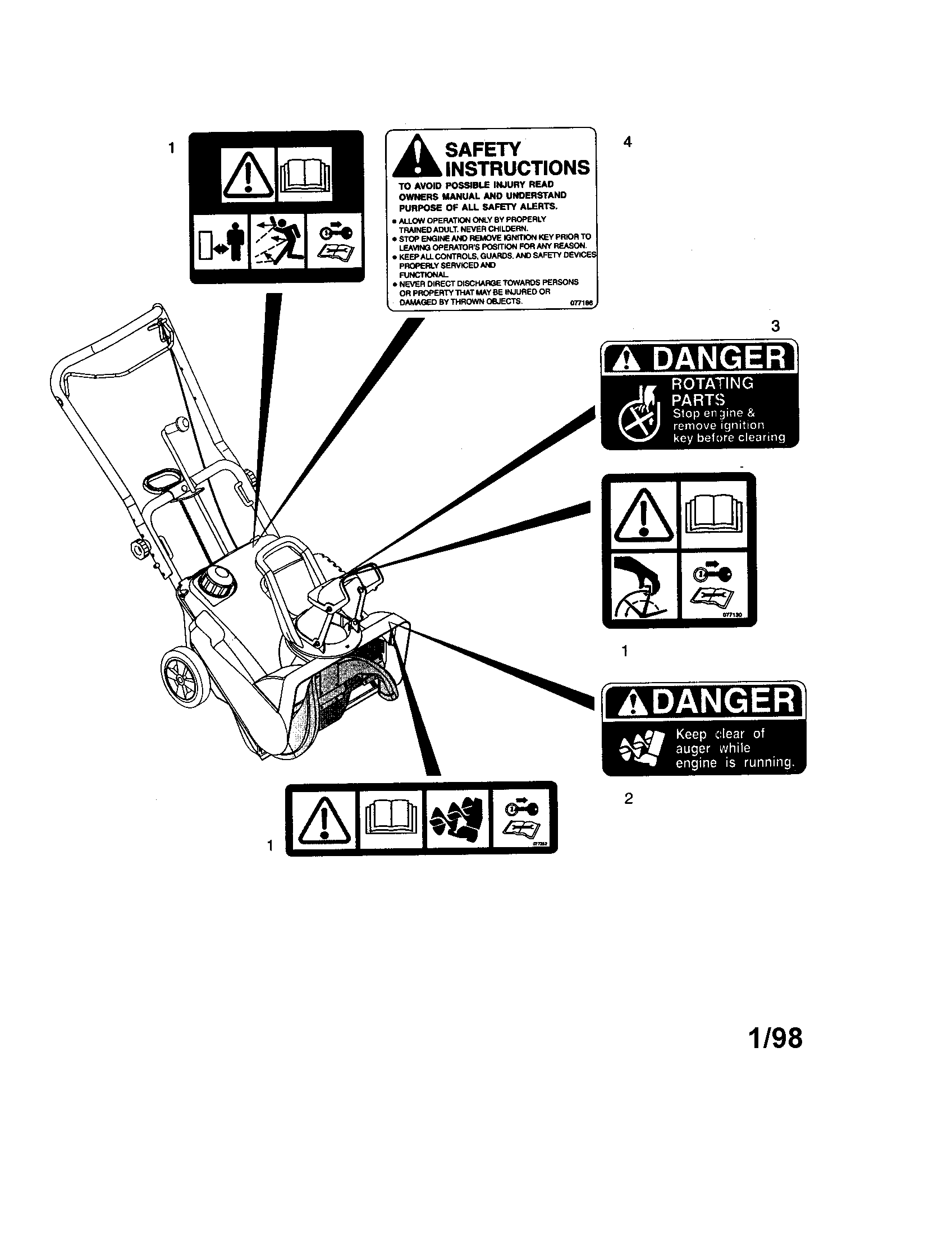 Ariens 938011-000101 AND UP decals diagram