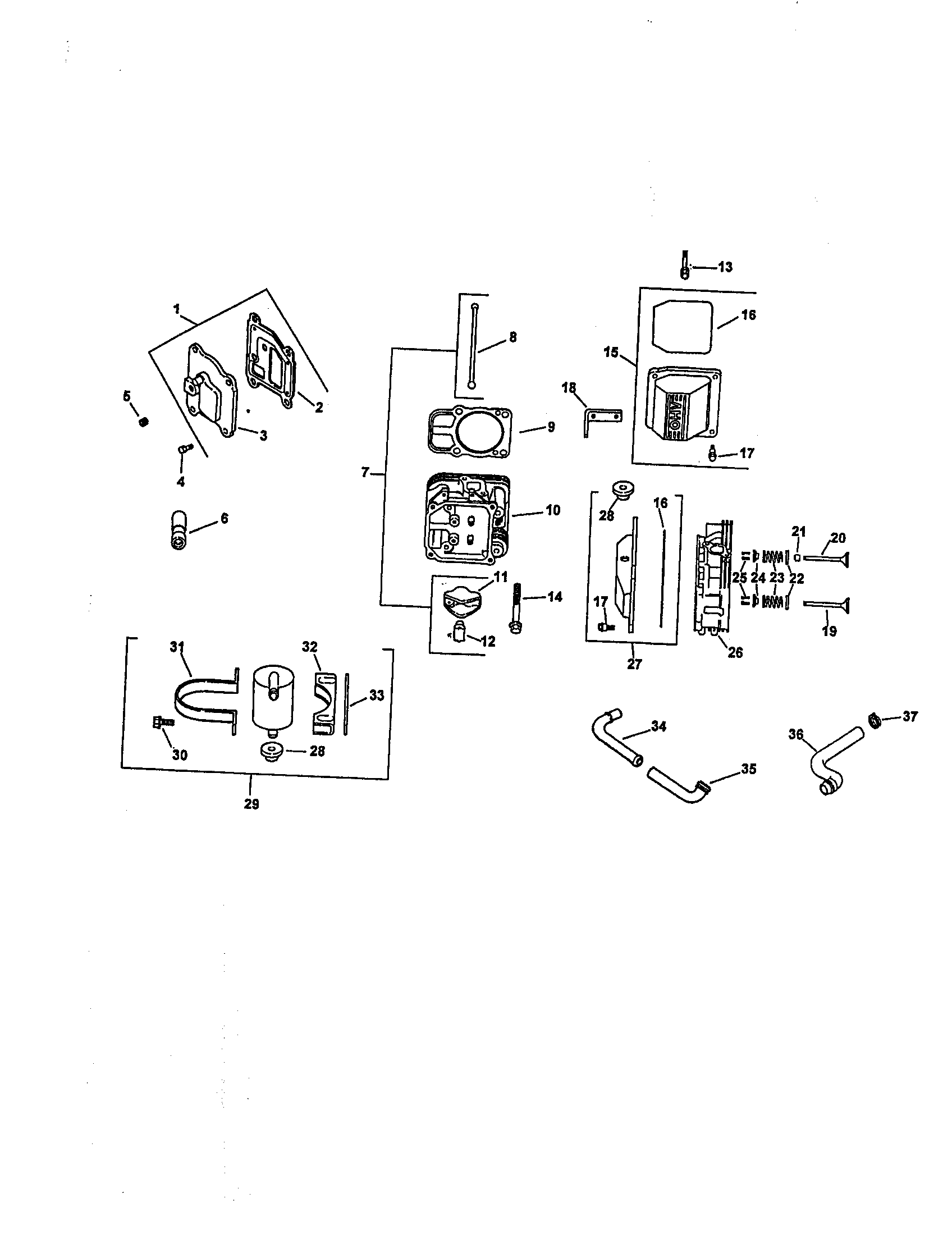 Craftsman 917273011 cylinder head, valve and breather diagram