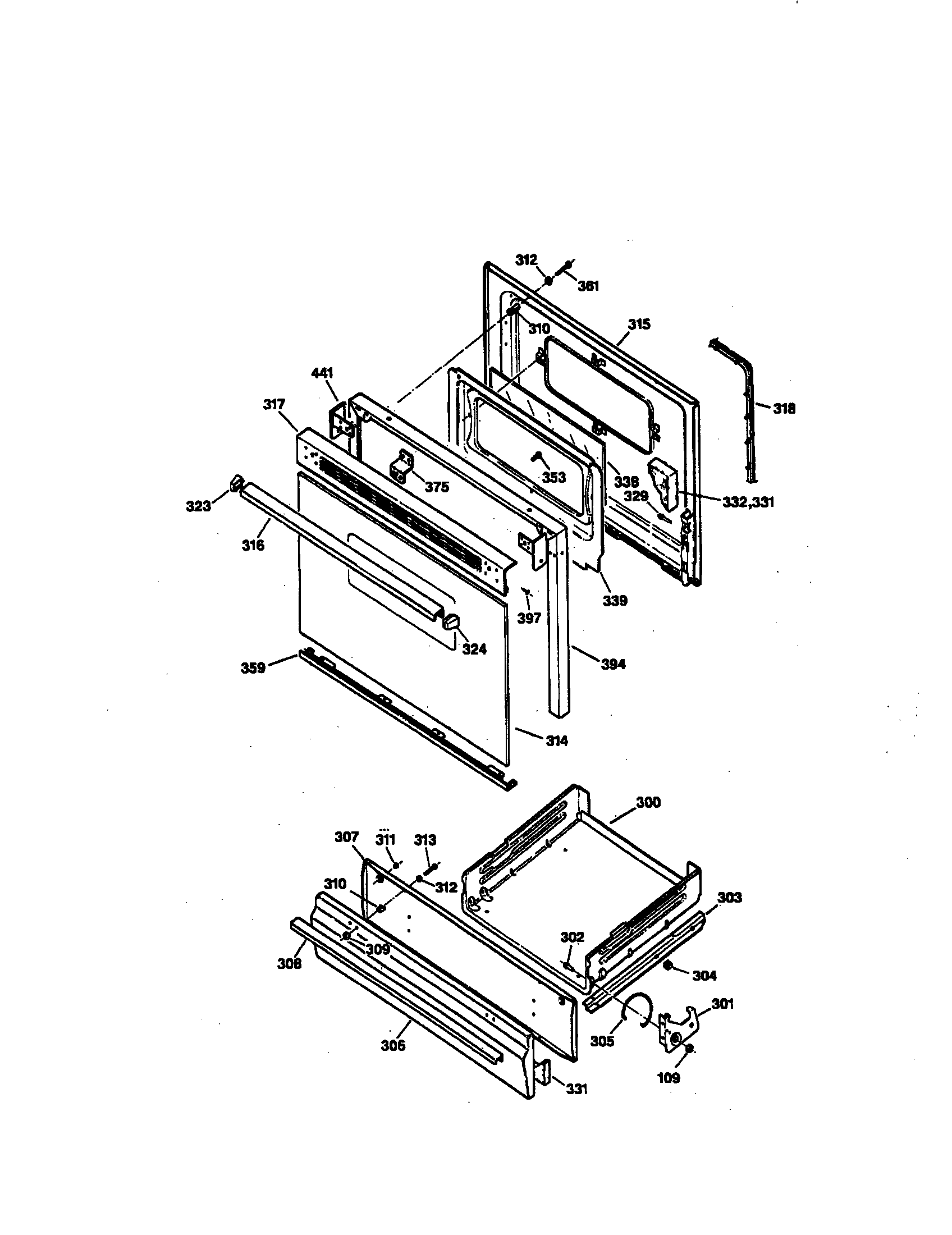 Kenmore 36275291790 door and drawer parts diagram