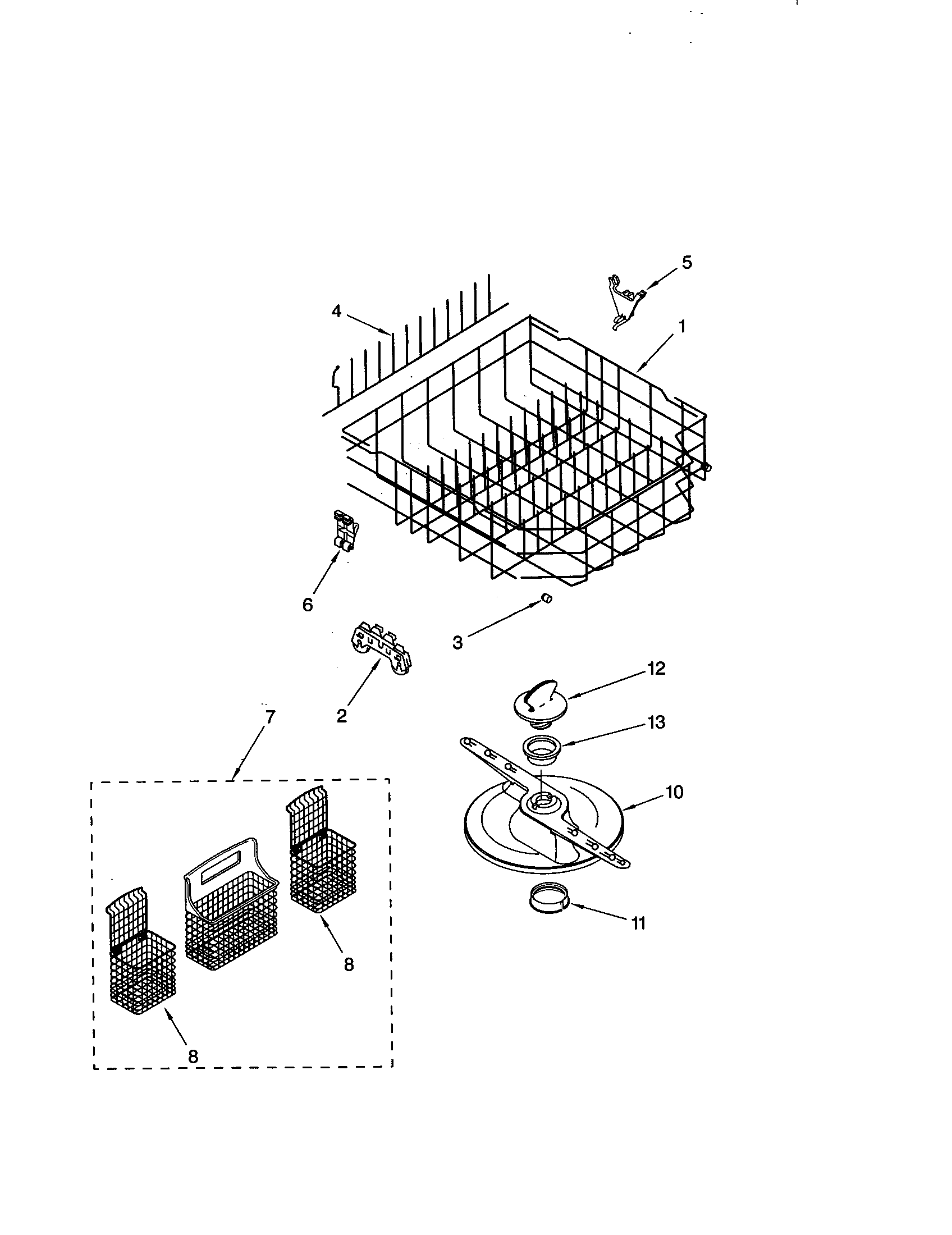Kenmore 66516808890 lower dishrack diagram