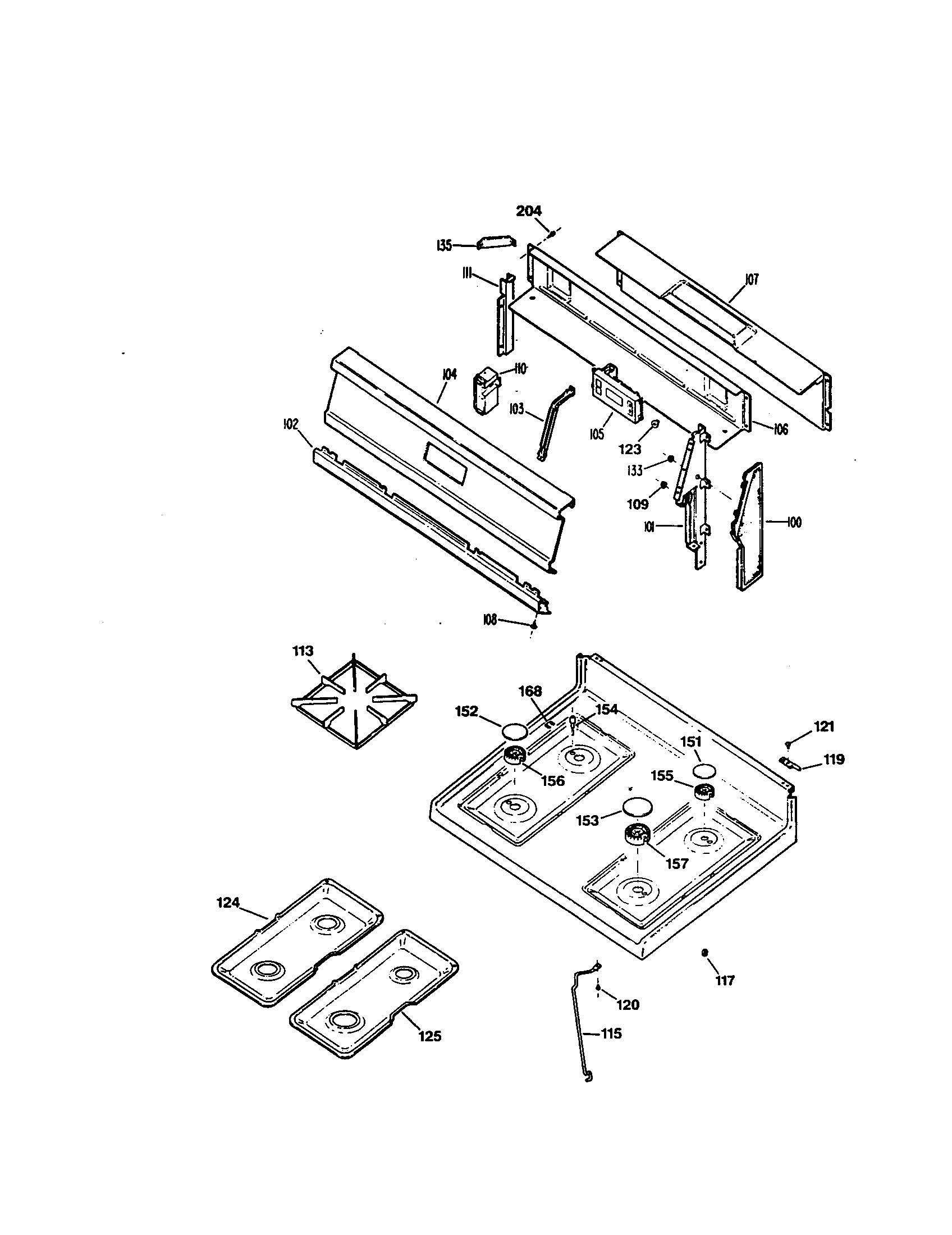 Kenmore 3627526190 control and cooktop diagram