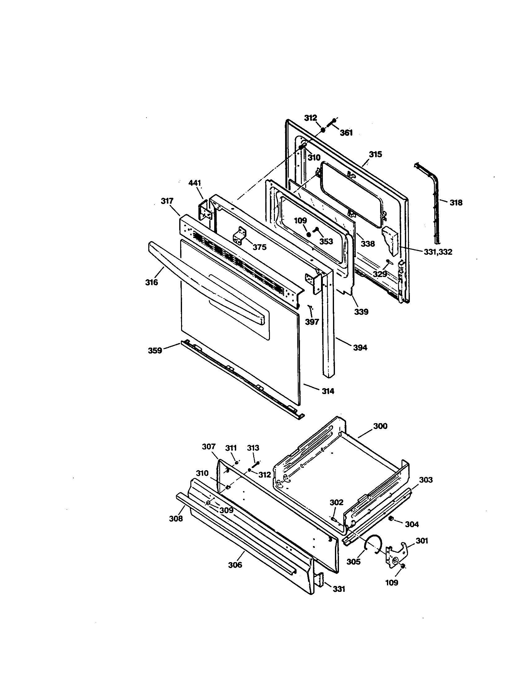 Kenmore 3627526190 door and drawer diagram
