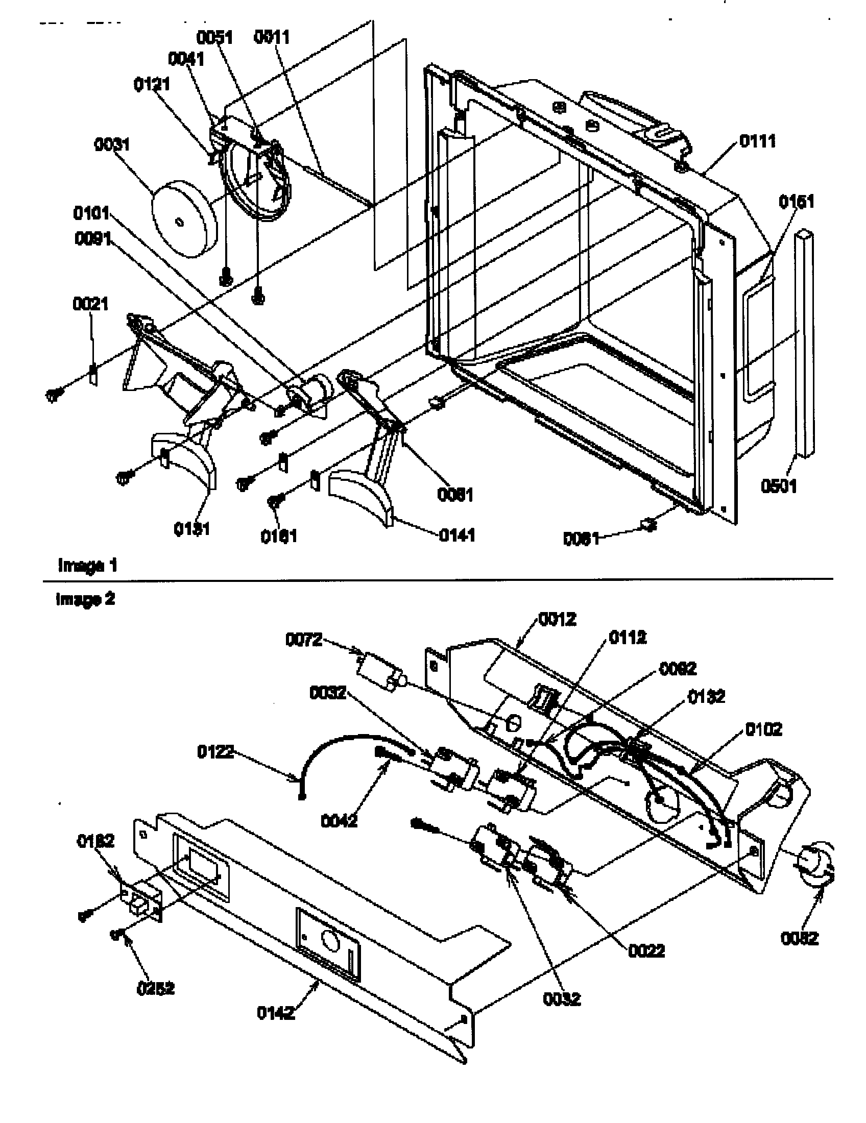 Amana SCD25TW-P1190426WW ice/water cavity/bracket assembly diagram