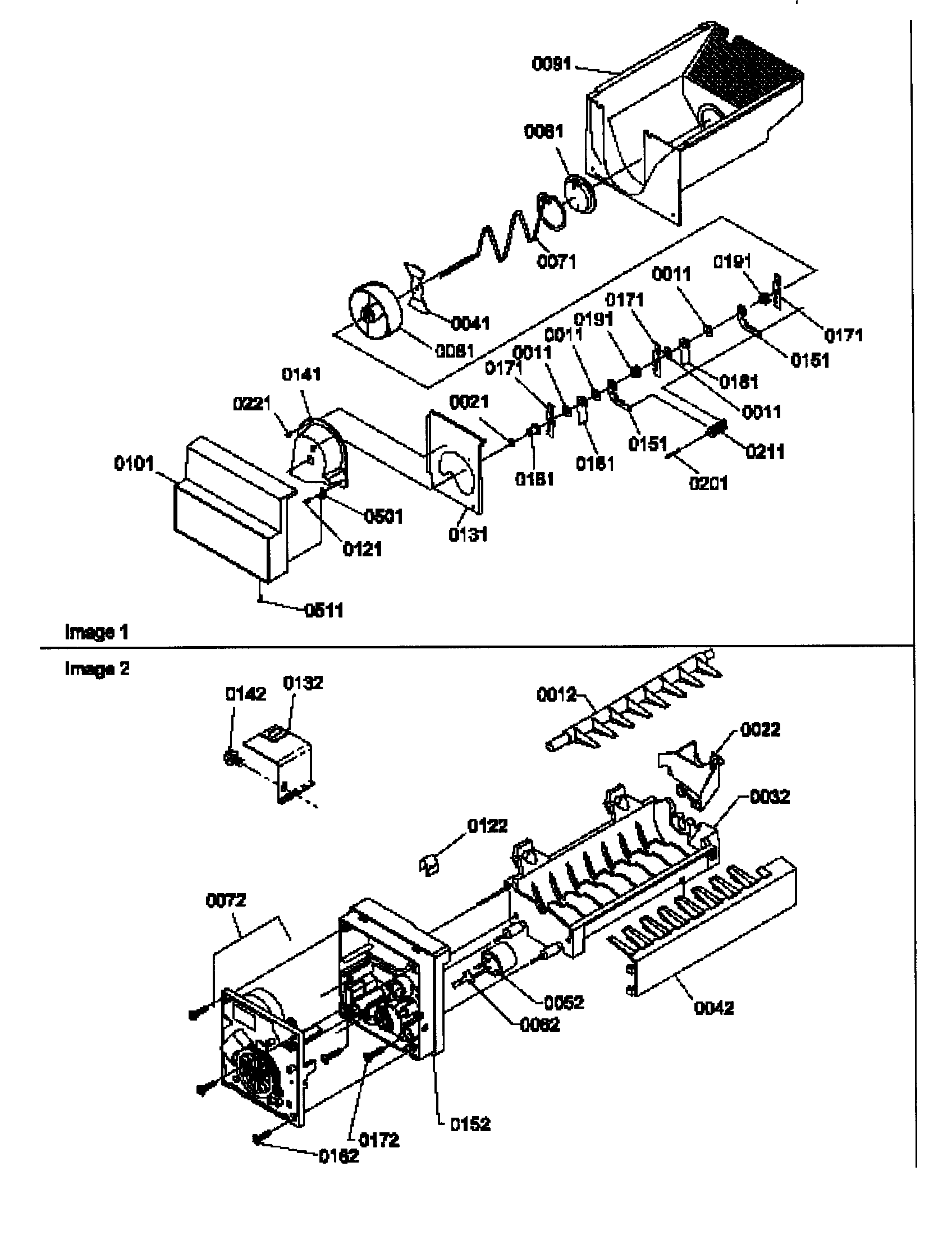 Amana SCD25TW-P1190426WW ice bucket auger/ice maker parts diagram
