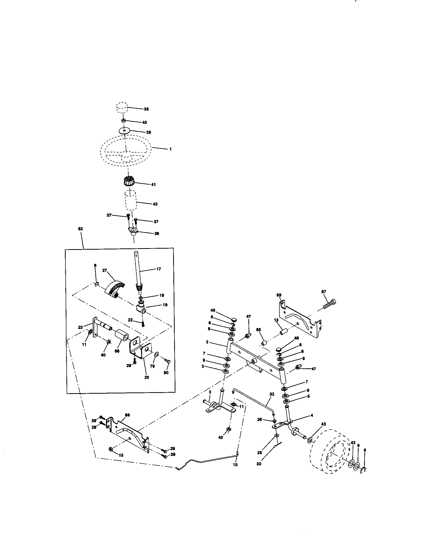 Craftsman 917270513 steering assembly diagram
