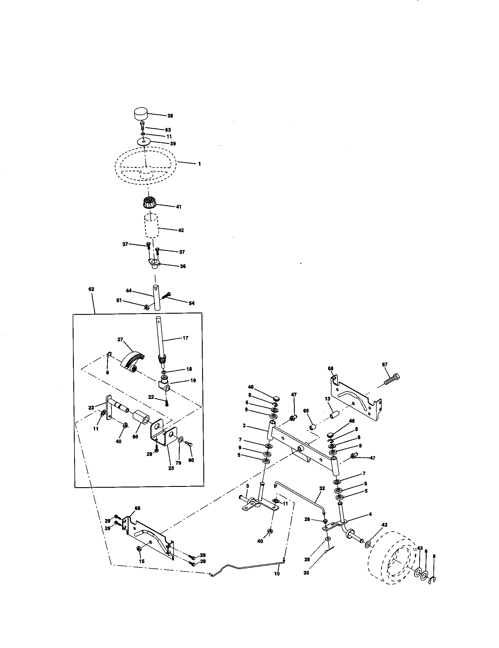 Craftsman 917271100 steering assembly diagram