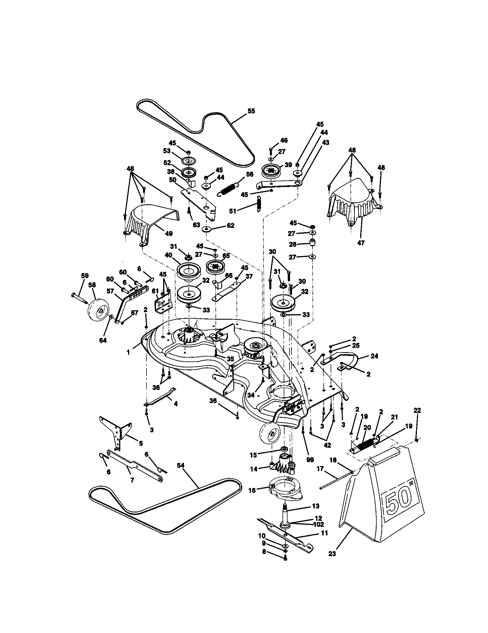 Craftsman 917273050 mower deck diagram