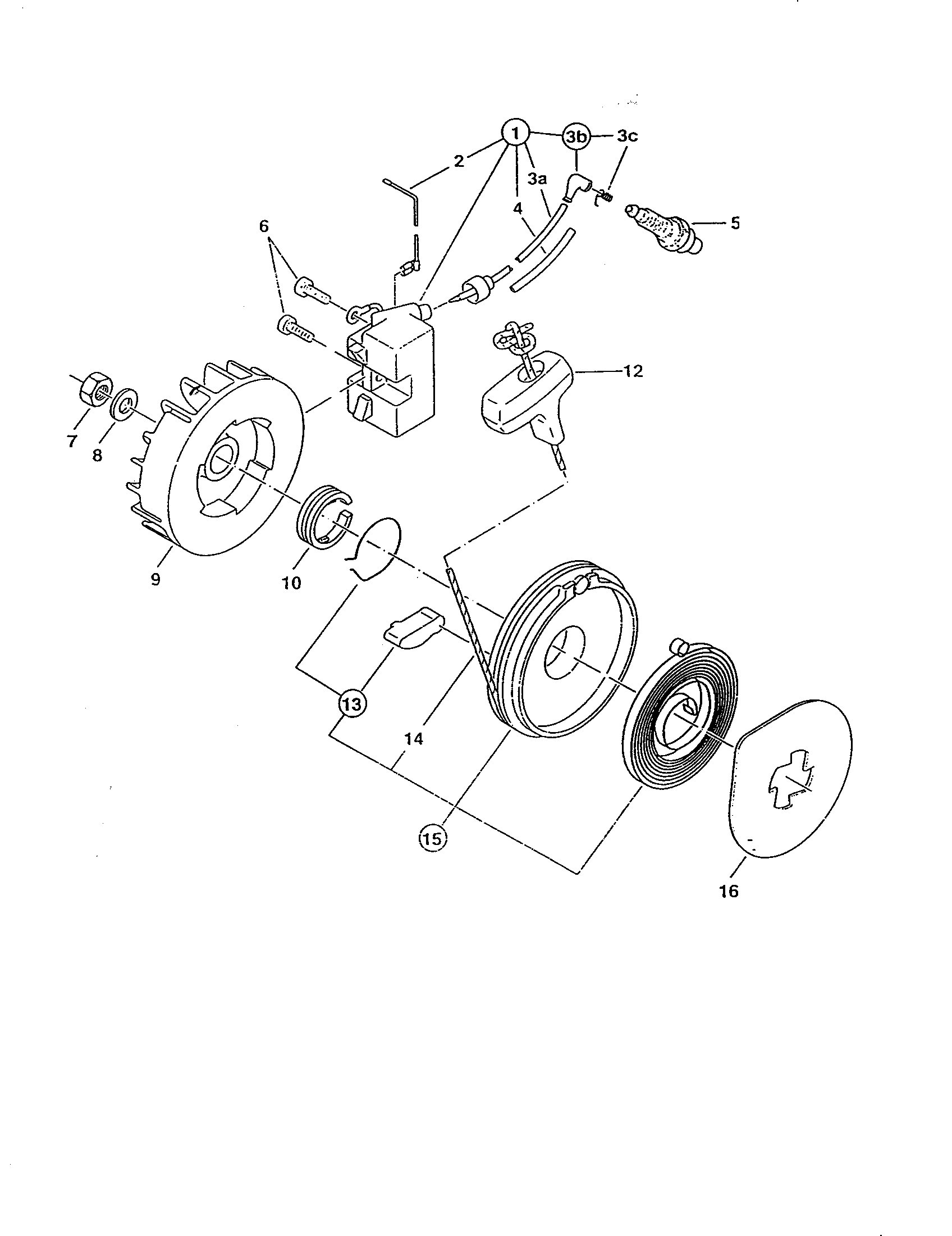 Makita DCS341 ignition/flywheel/starter diagram
